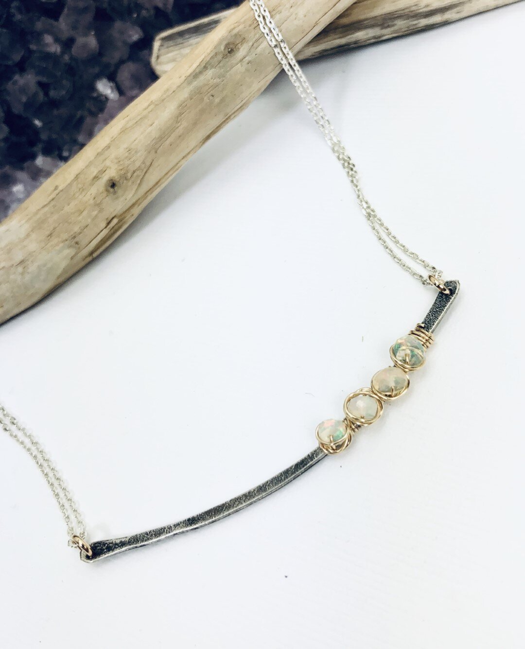 Opal Bar Necklace