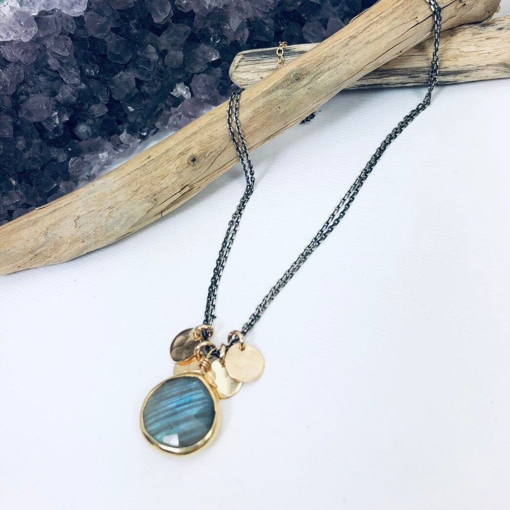 Labradorite Discs Necklace