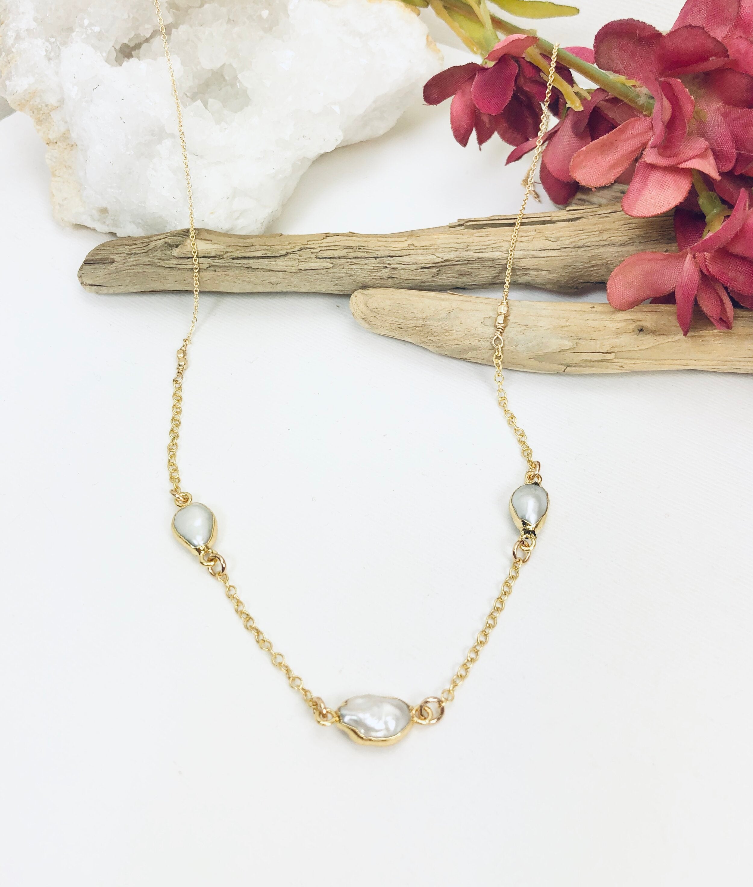 Organic Pearl Chain Necklace