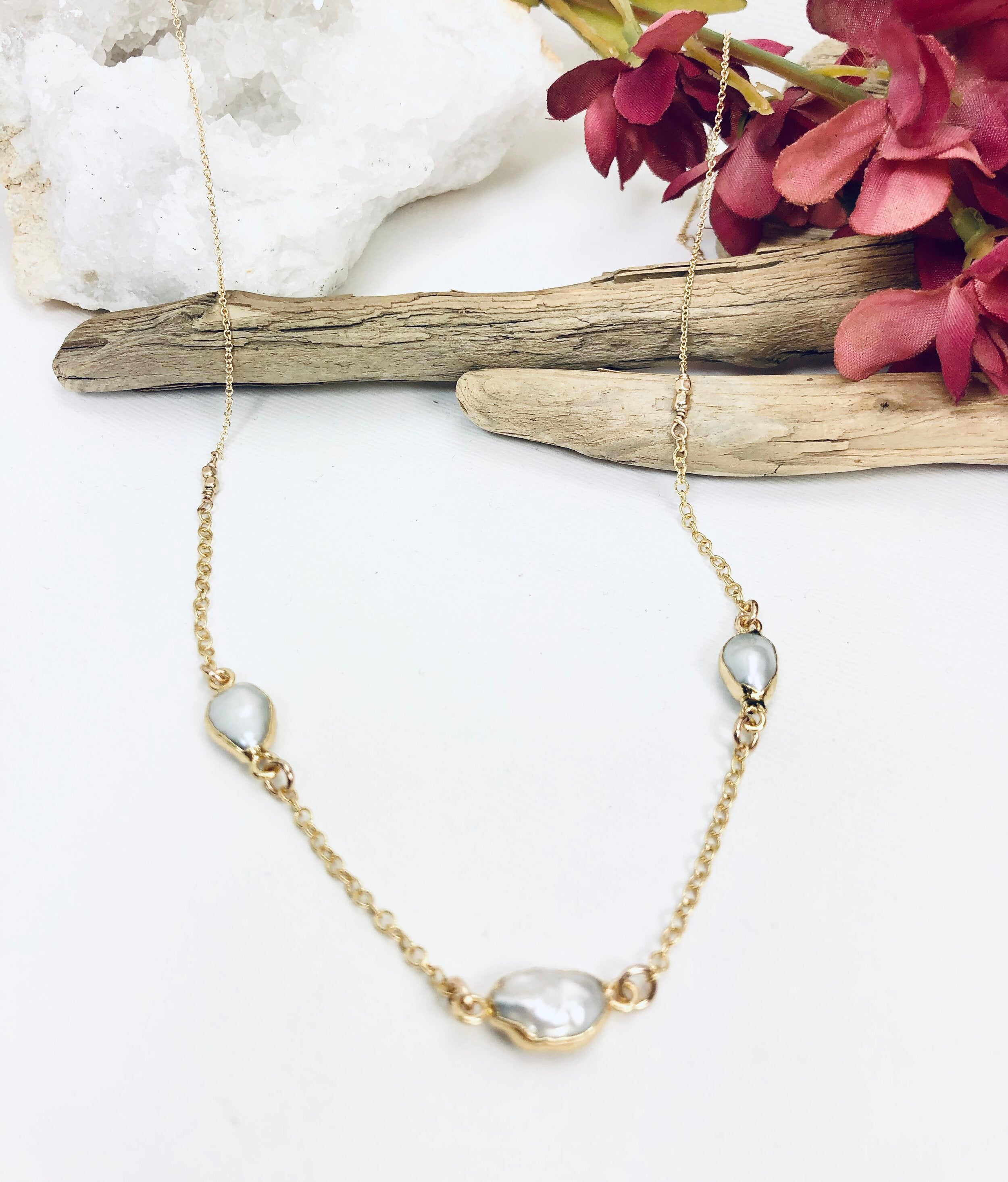 Organic Pearl Chain Necklace