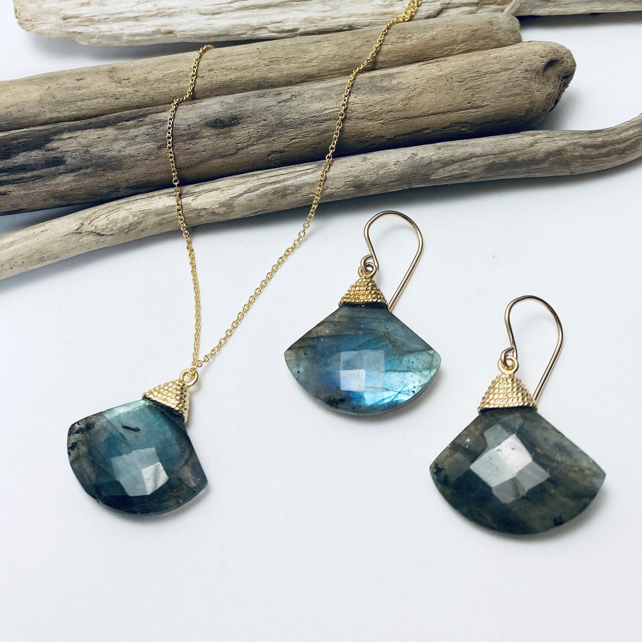Labradorite Fan Earrings