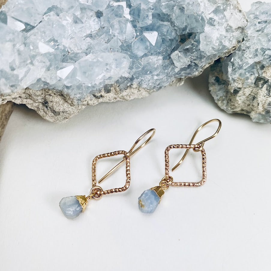 Raw Chalcedony Earrings