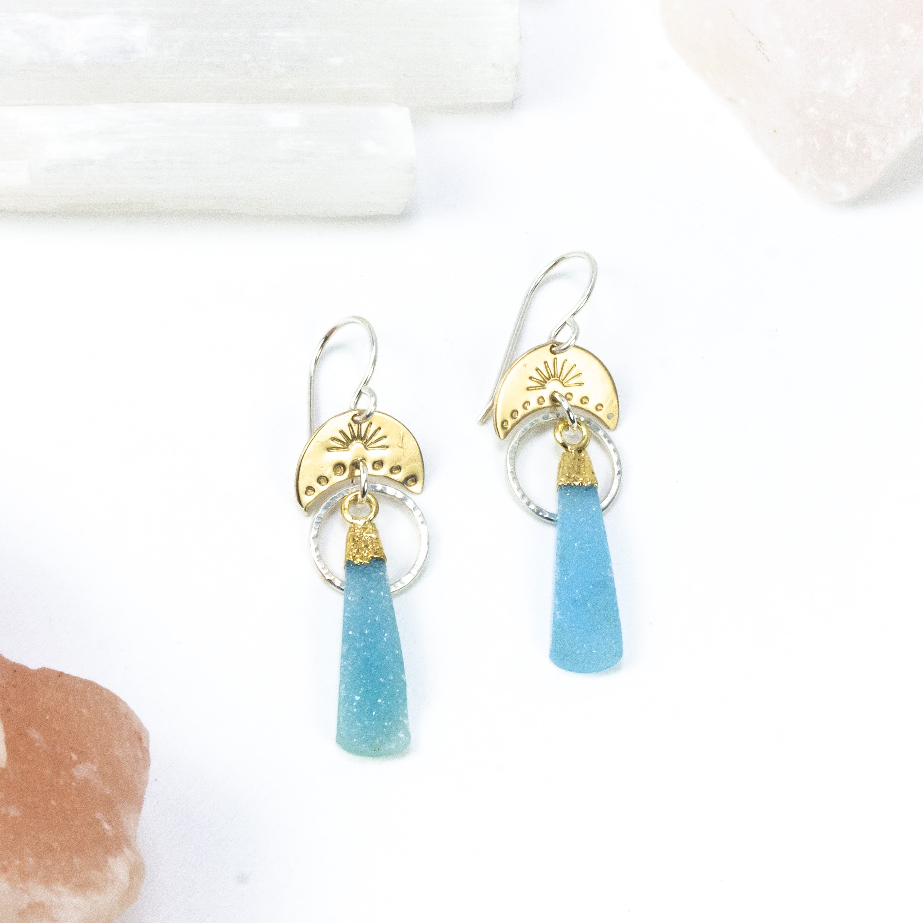 handmade gold filled blue druzy earrings laura j designs