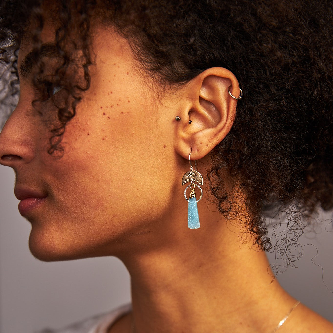 handmade gold filled blue druzy earrings laura j designs