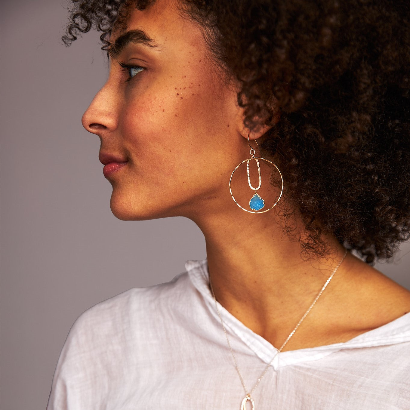 handmade gold filled blue druzy hoop earrings laura j designs
