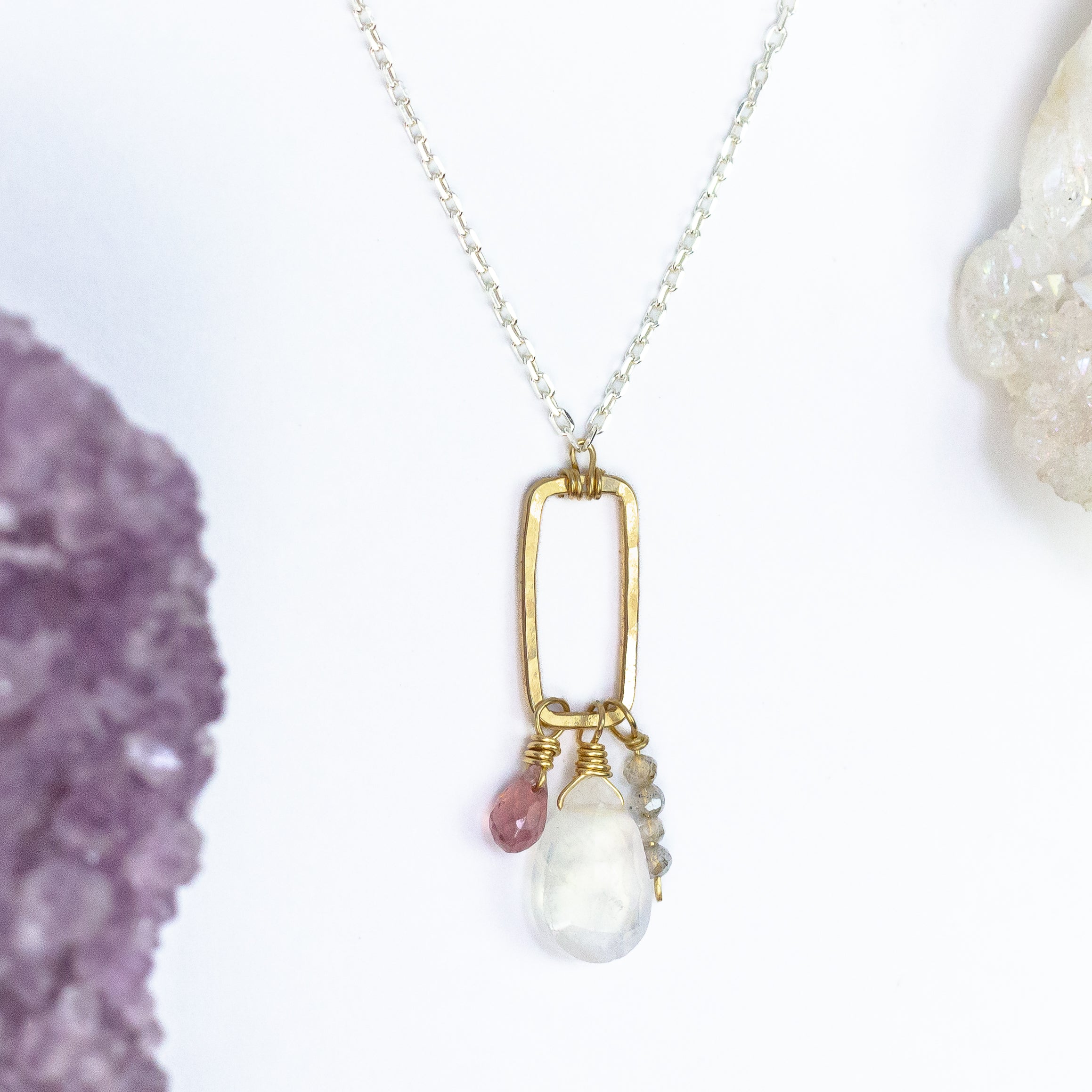 handmade mixed metal tiny gemstone necklace laura j designs