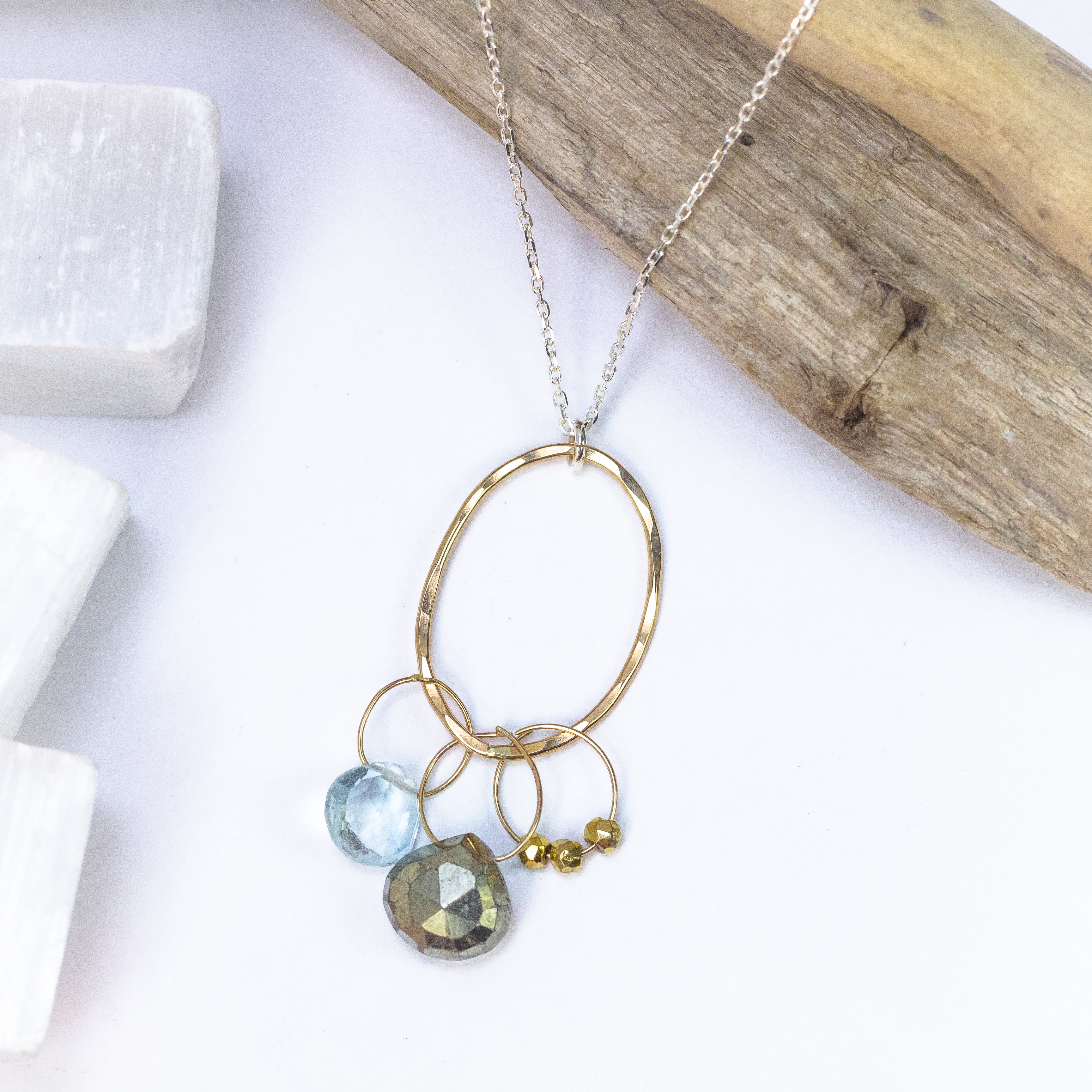 handmade gold filled pyrite topaz gemstone pendant laura j designs