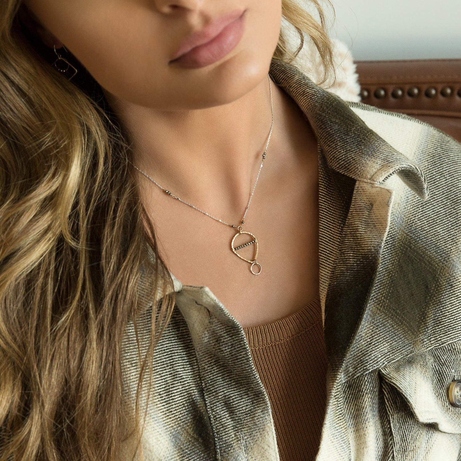 handmade gold filled sterling silver pyrite necklace