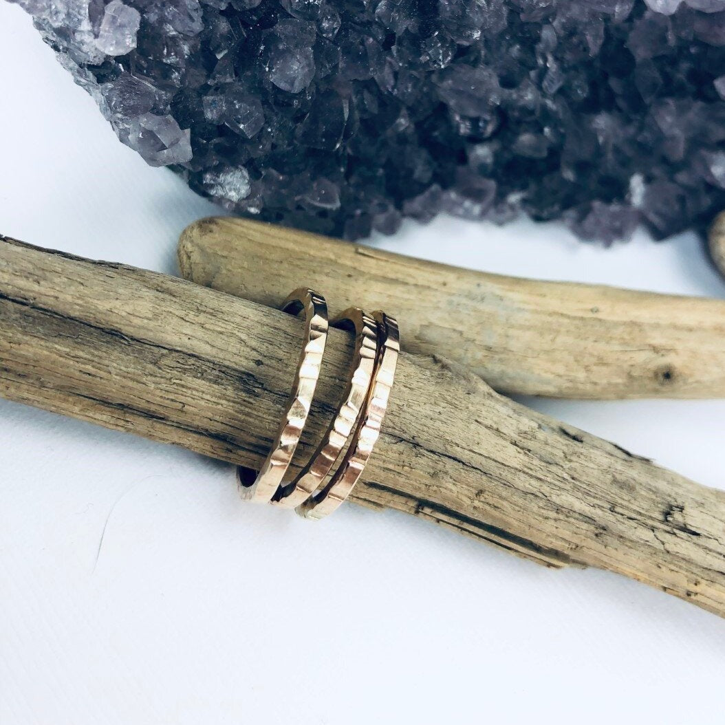 Gold Lines Stacking Rings