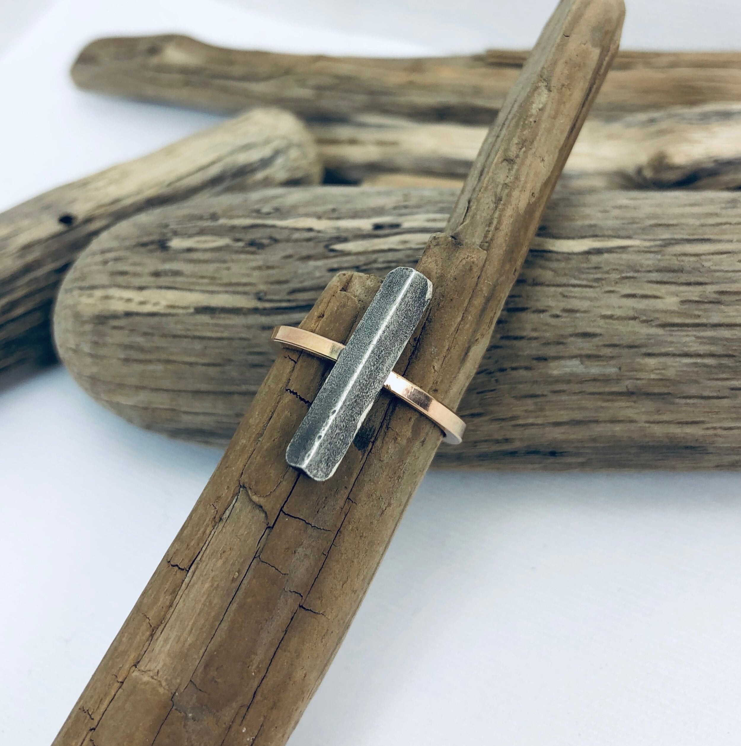 Mixed Metal Bar Ring