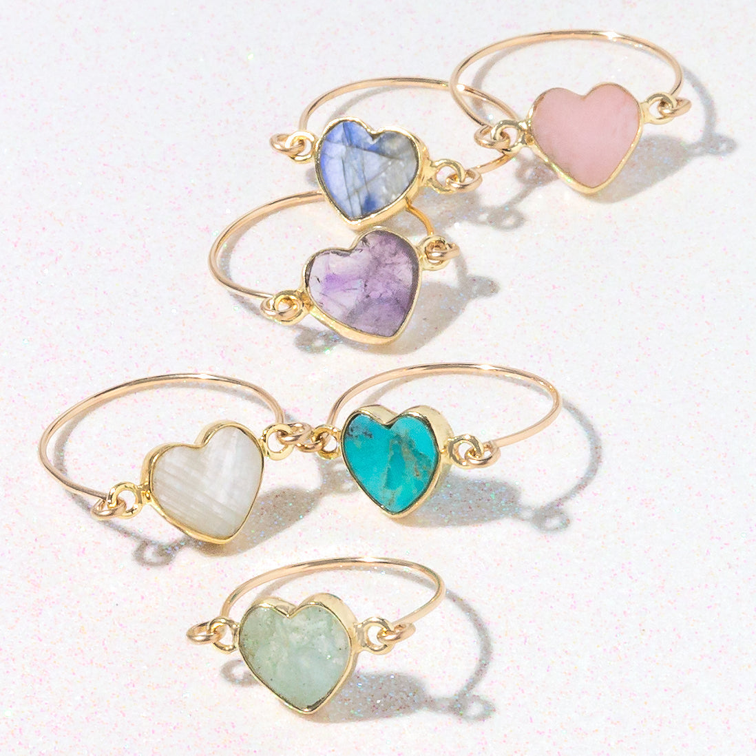gold gemstone heart rings laura j designs