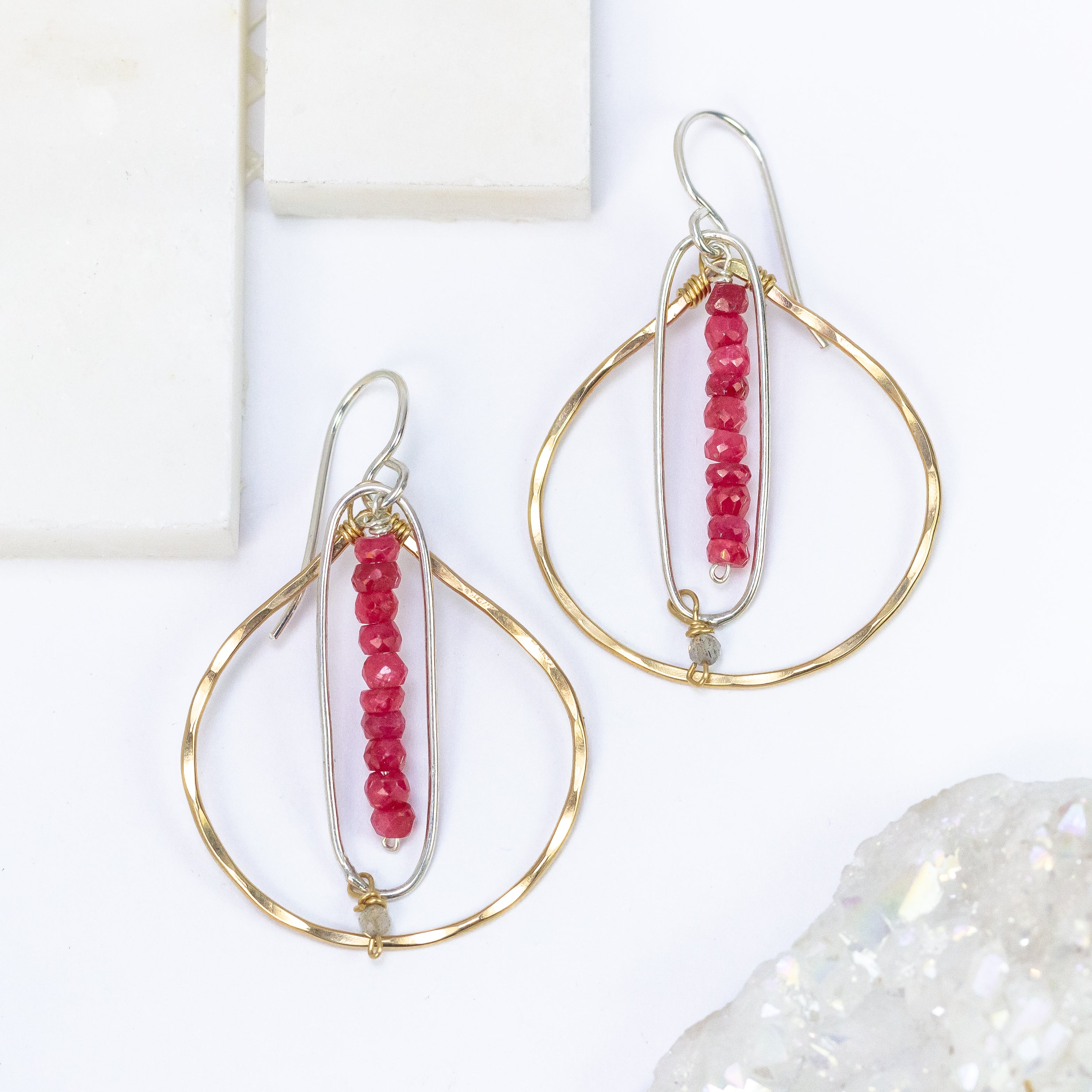 handmade mixed metal ruby earrings laura j designs