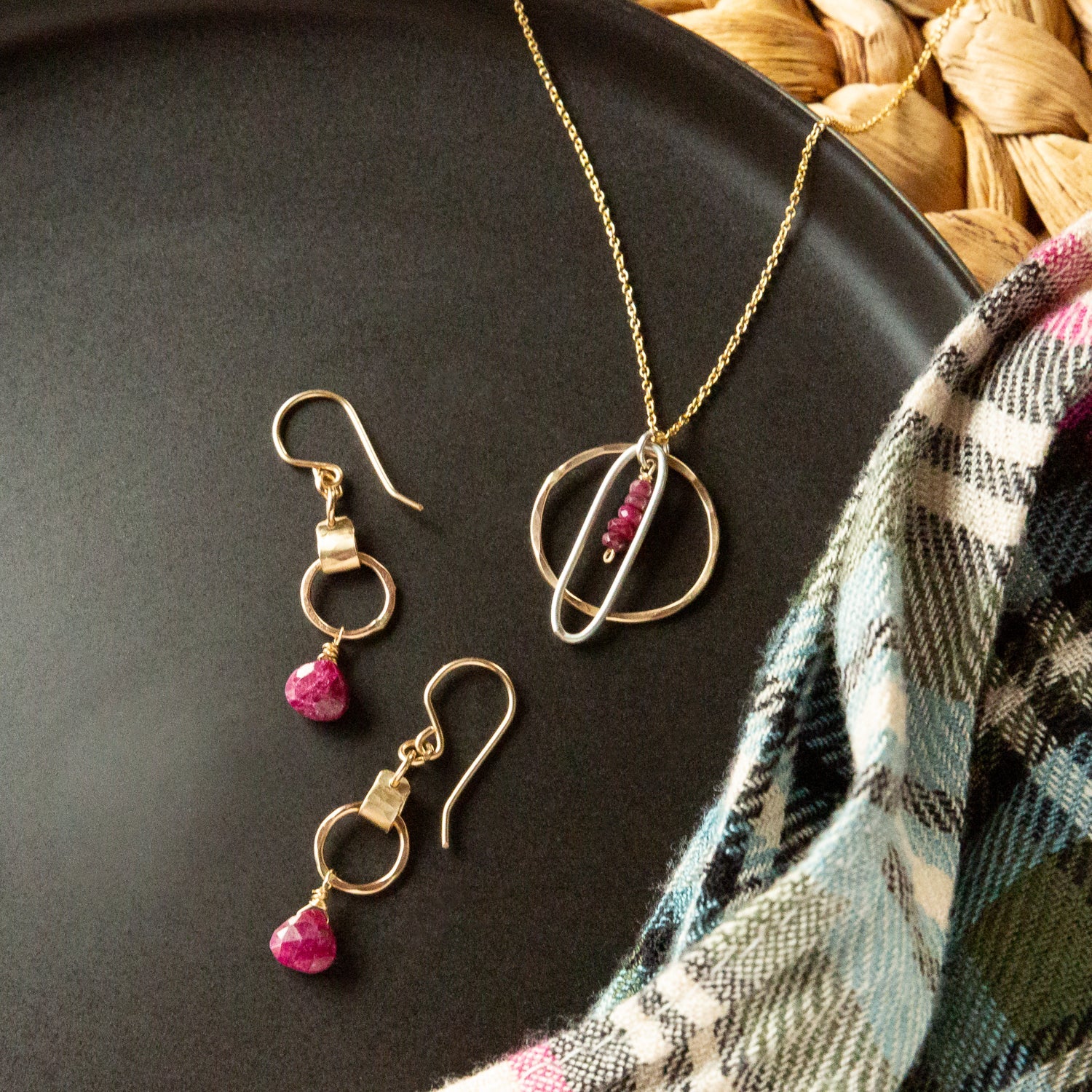 handmade gold filled ruby gemstone earrings laura j designs