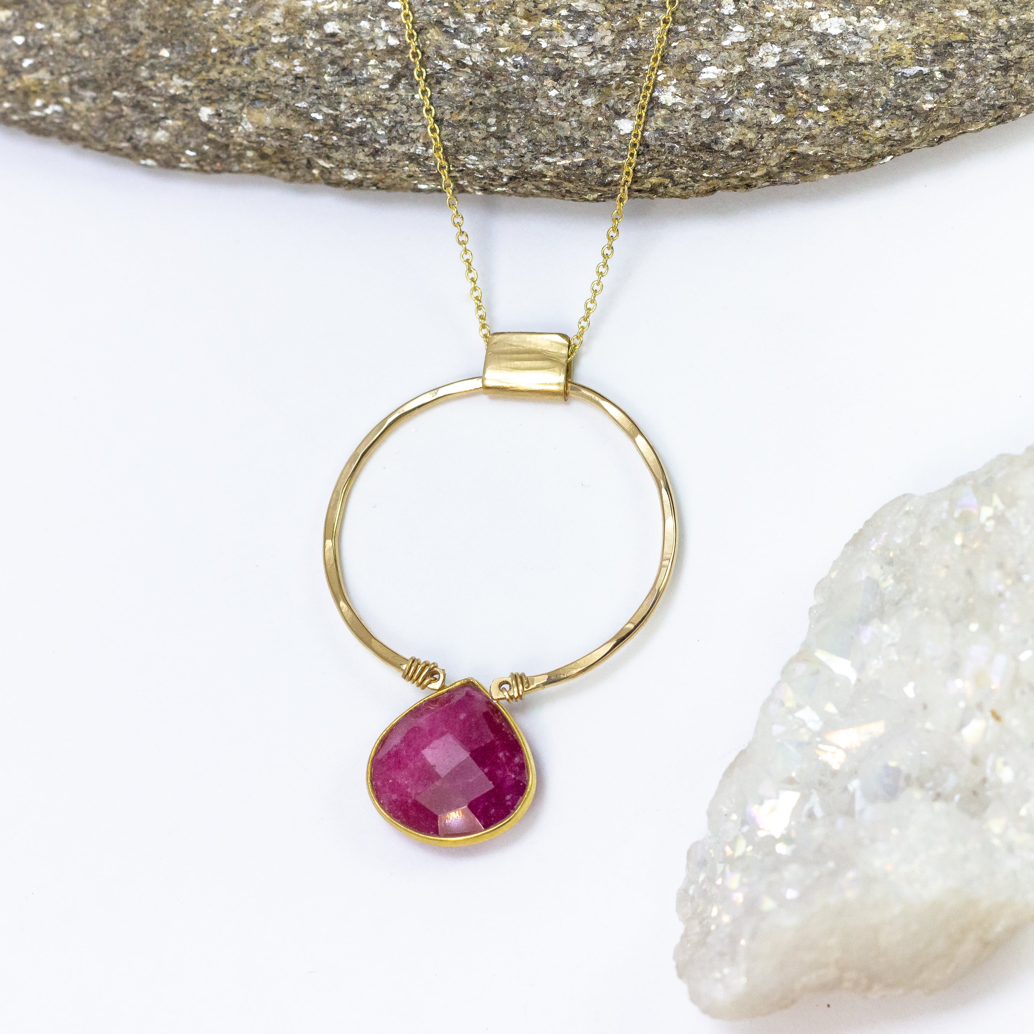 handmade gold filled ruby gemstone necklace laura j designs