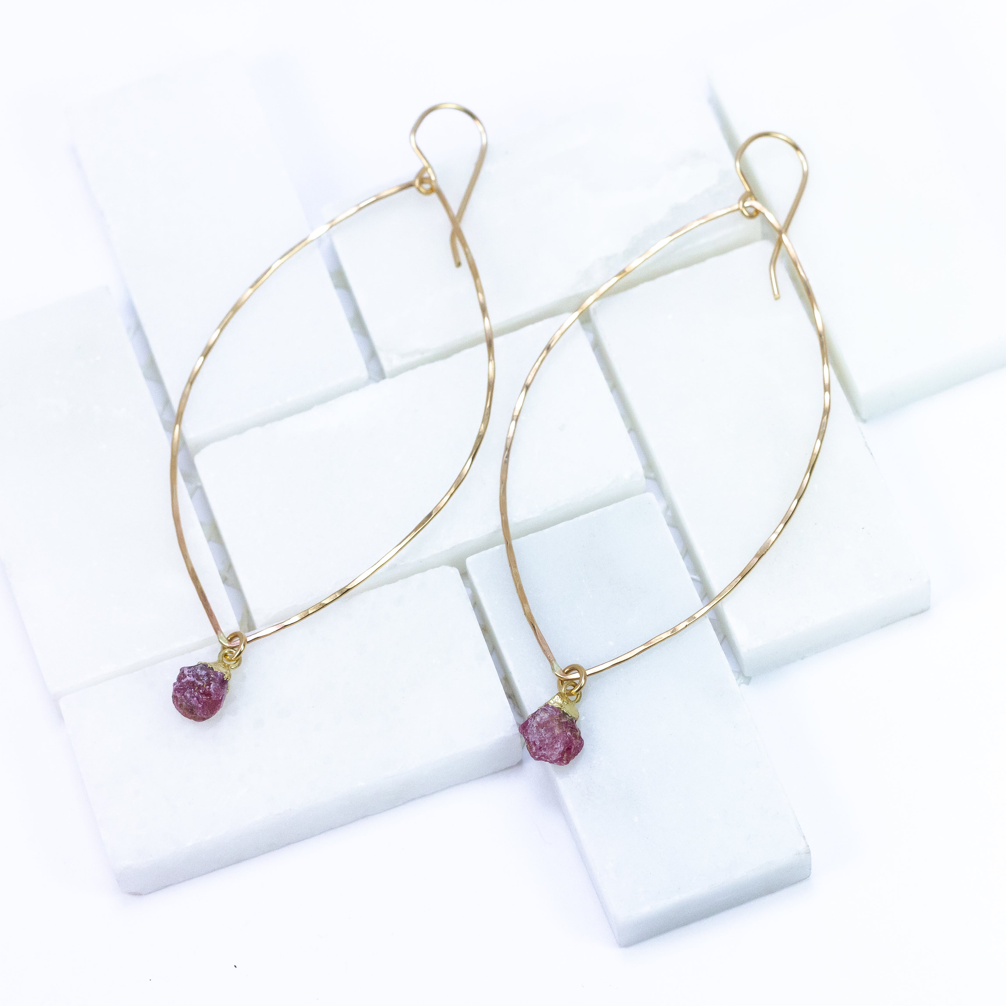 handmade gold filled rough ruby gemstone earrings laura j designs