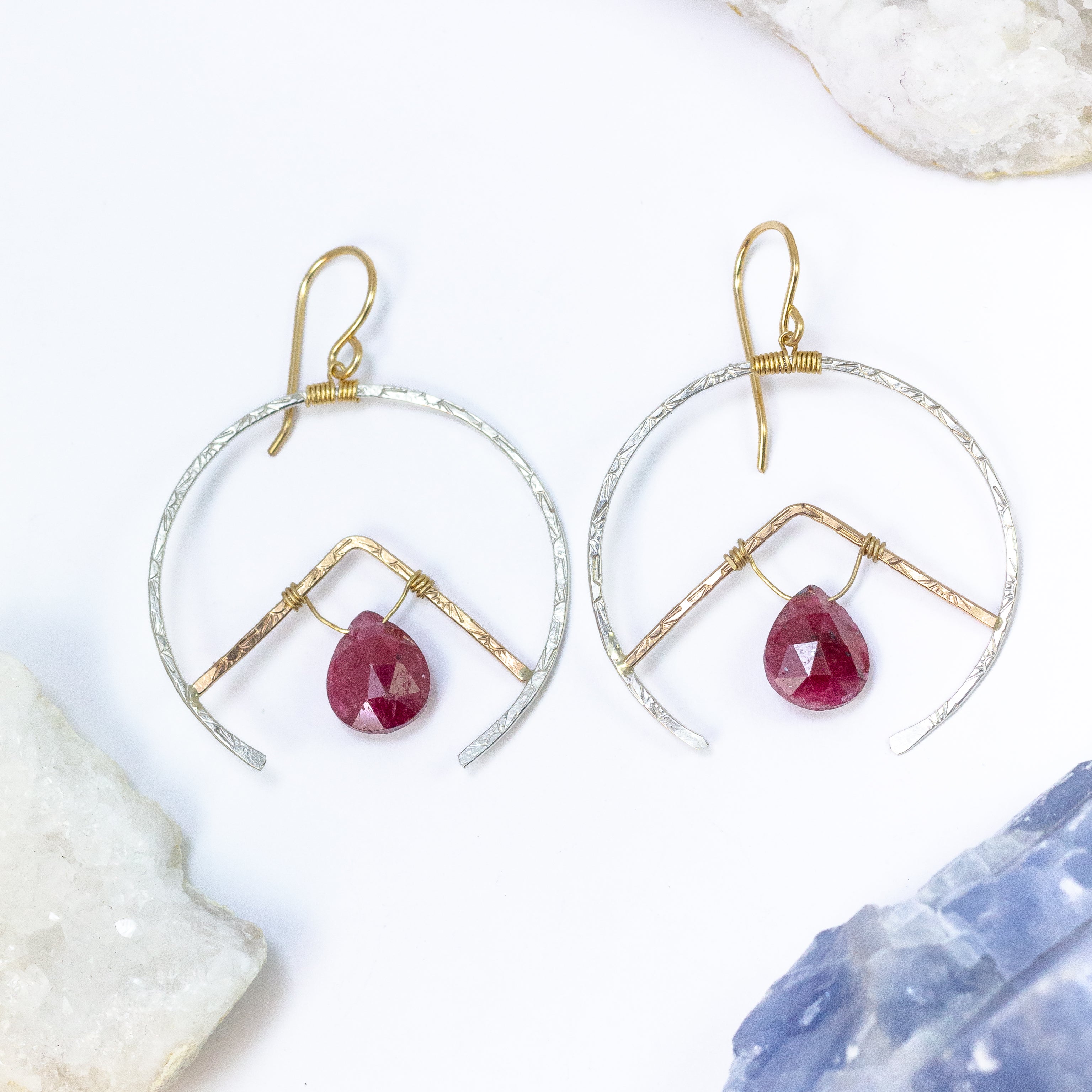 handmade mixed metal ruby earrings laura j designs