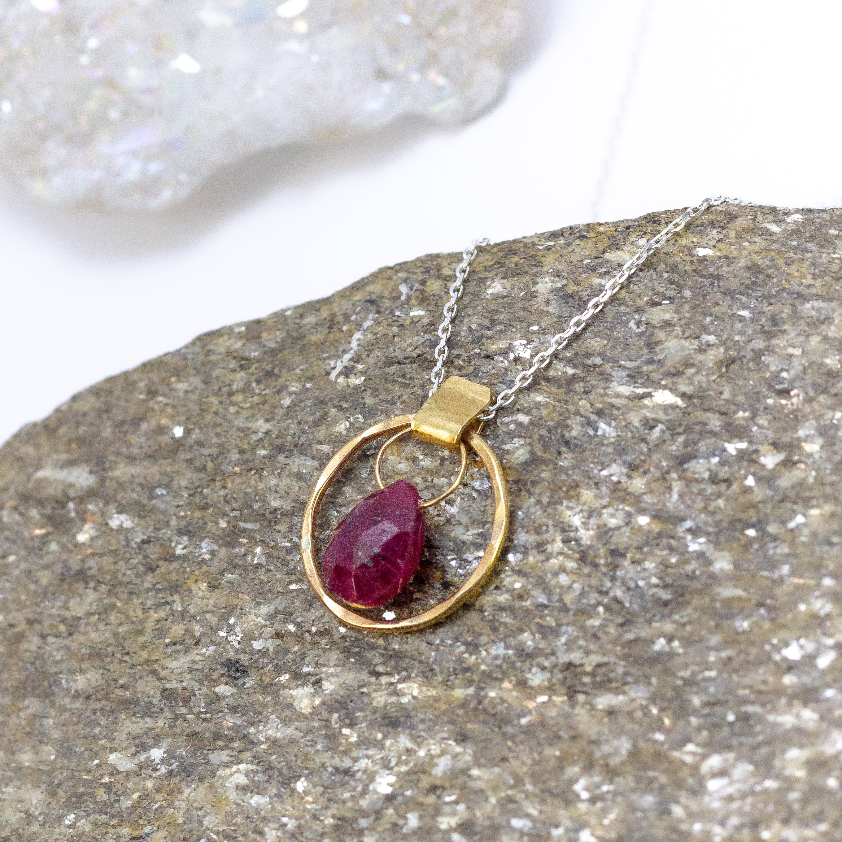 handmade gold filled ruby gemstone silver chain necklace laura j designs