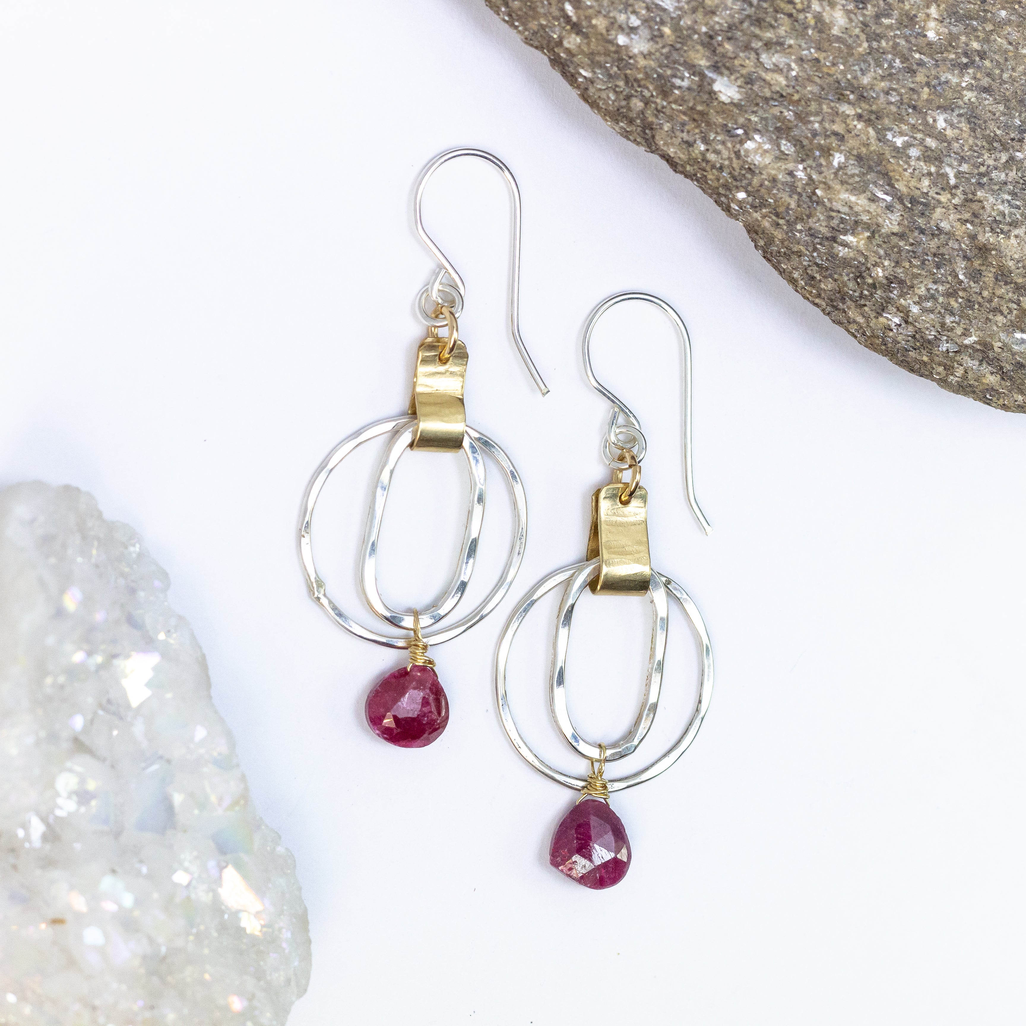 handmade mixed metal ruby earrings laura j designs