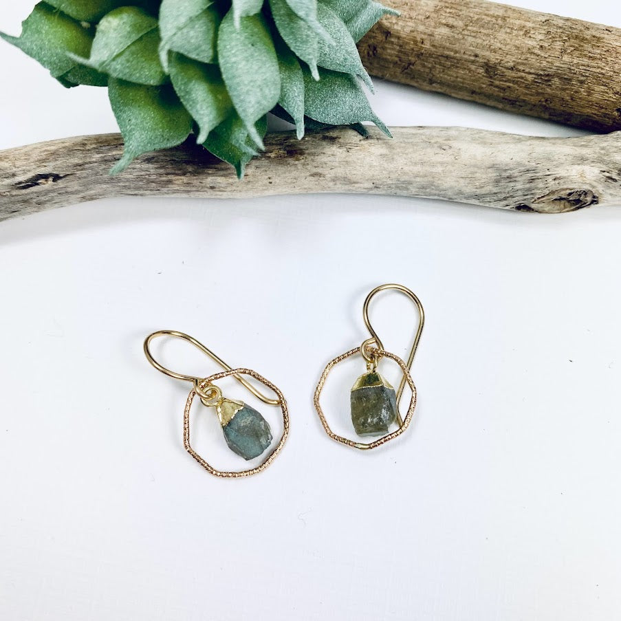 Raw Labradorite Earrings