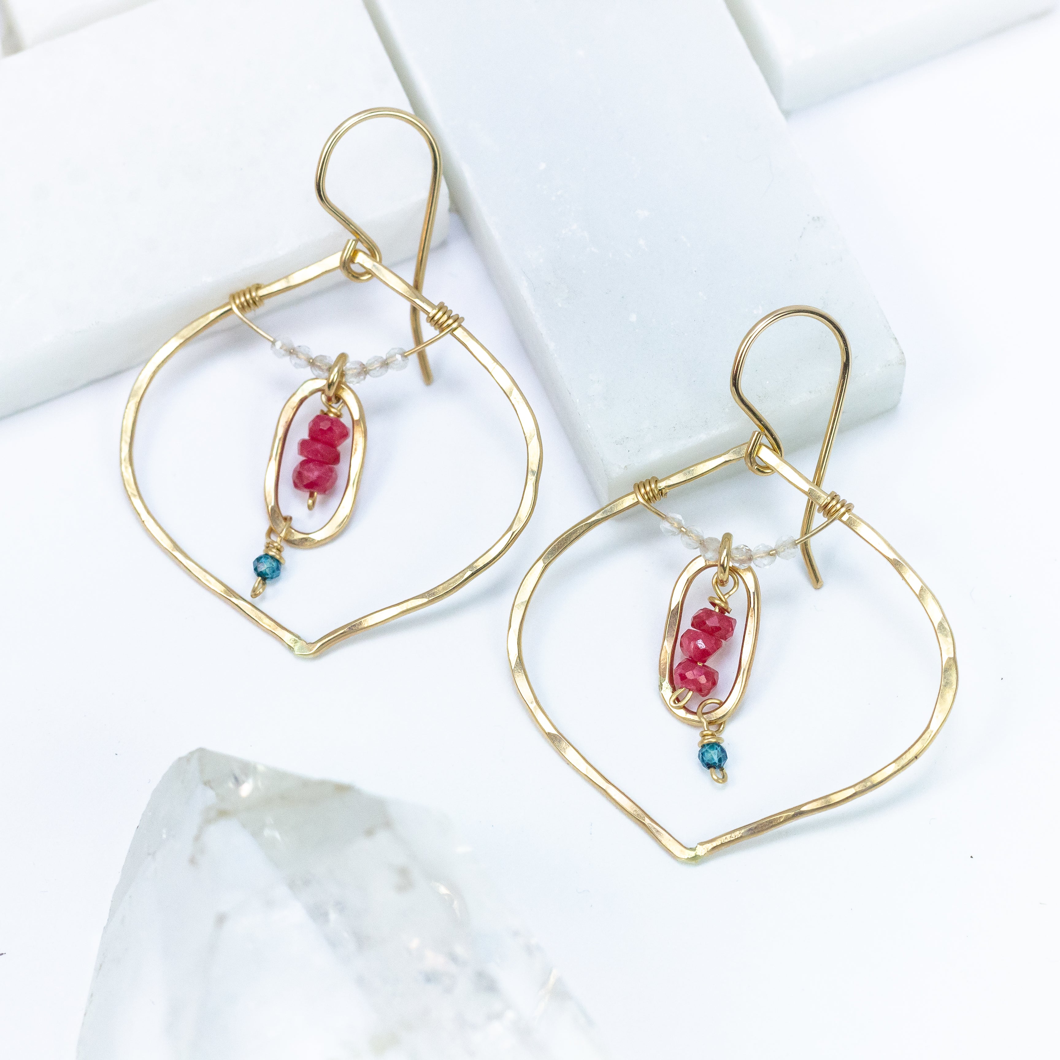 handmade gold filled ruby gemstone earrings laura j designs