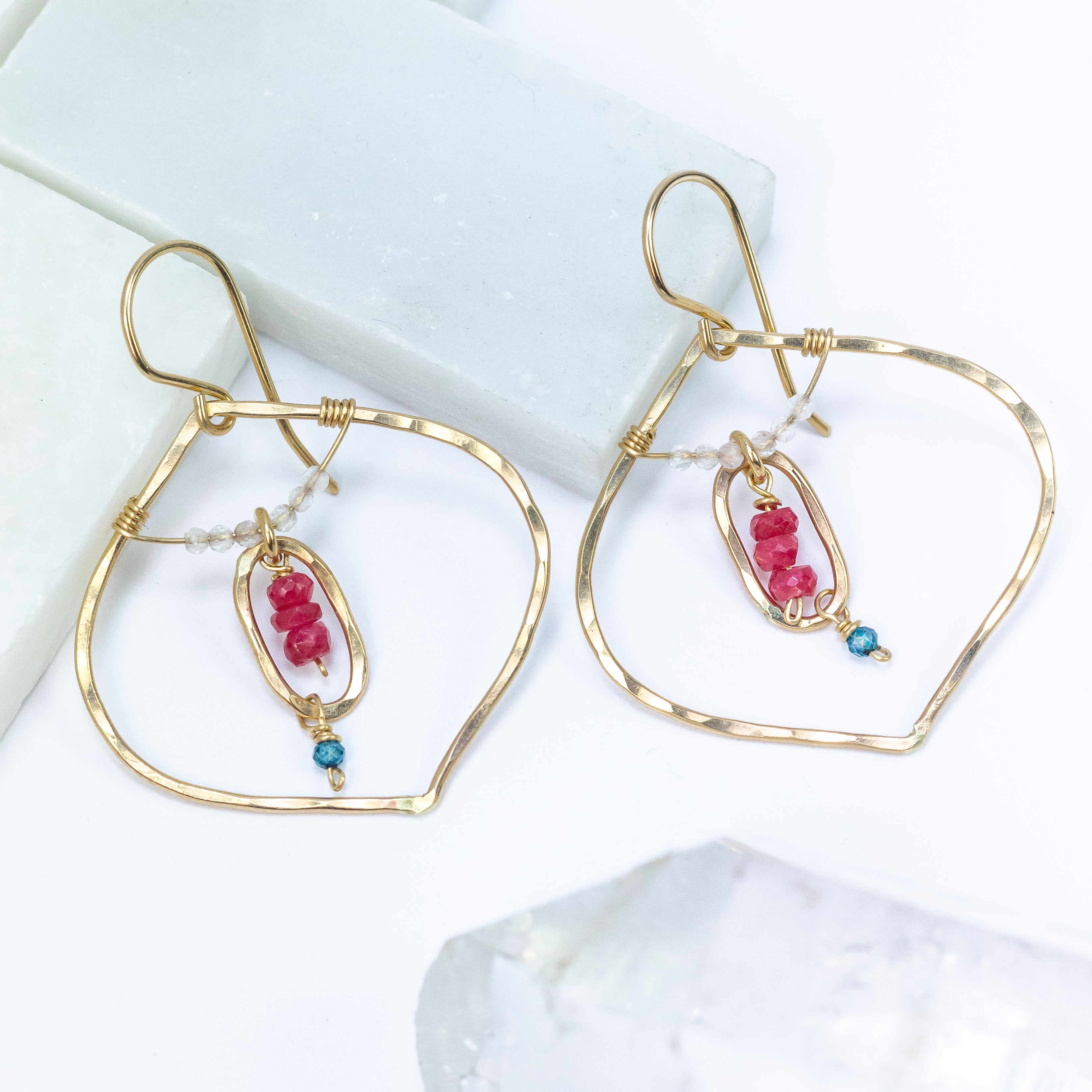 handmade gold filled ruby gemstone earrings laura j designs