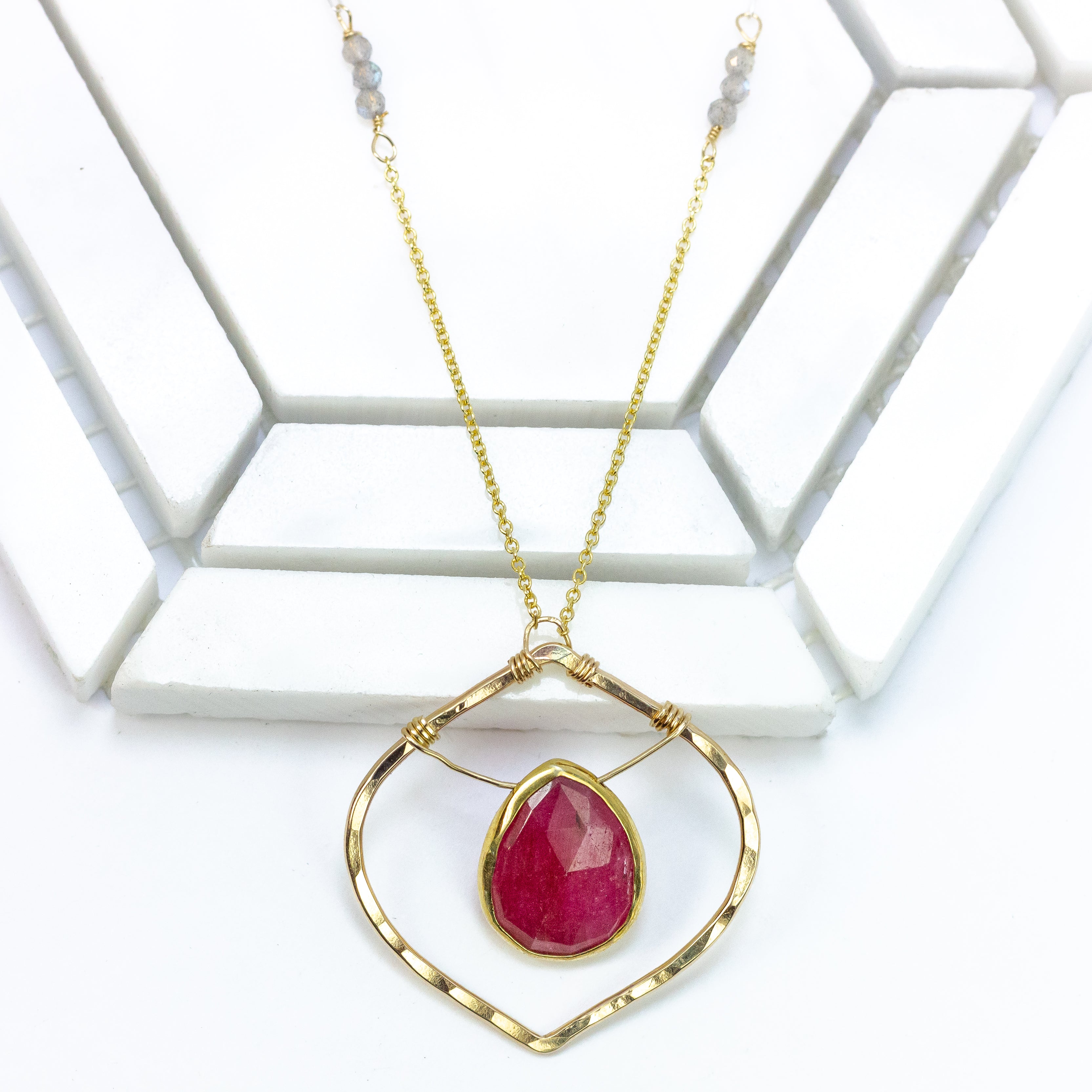 handmade gold filled ruby gemstone necklace laura j designs