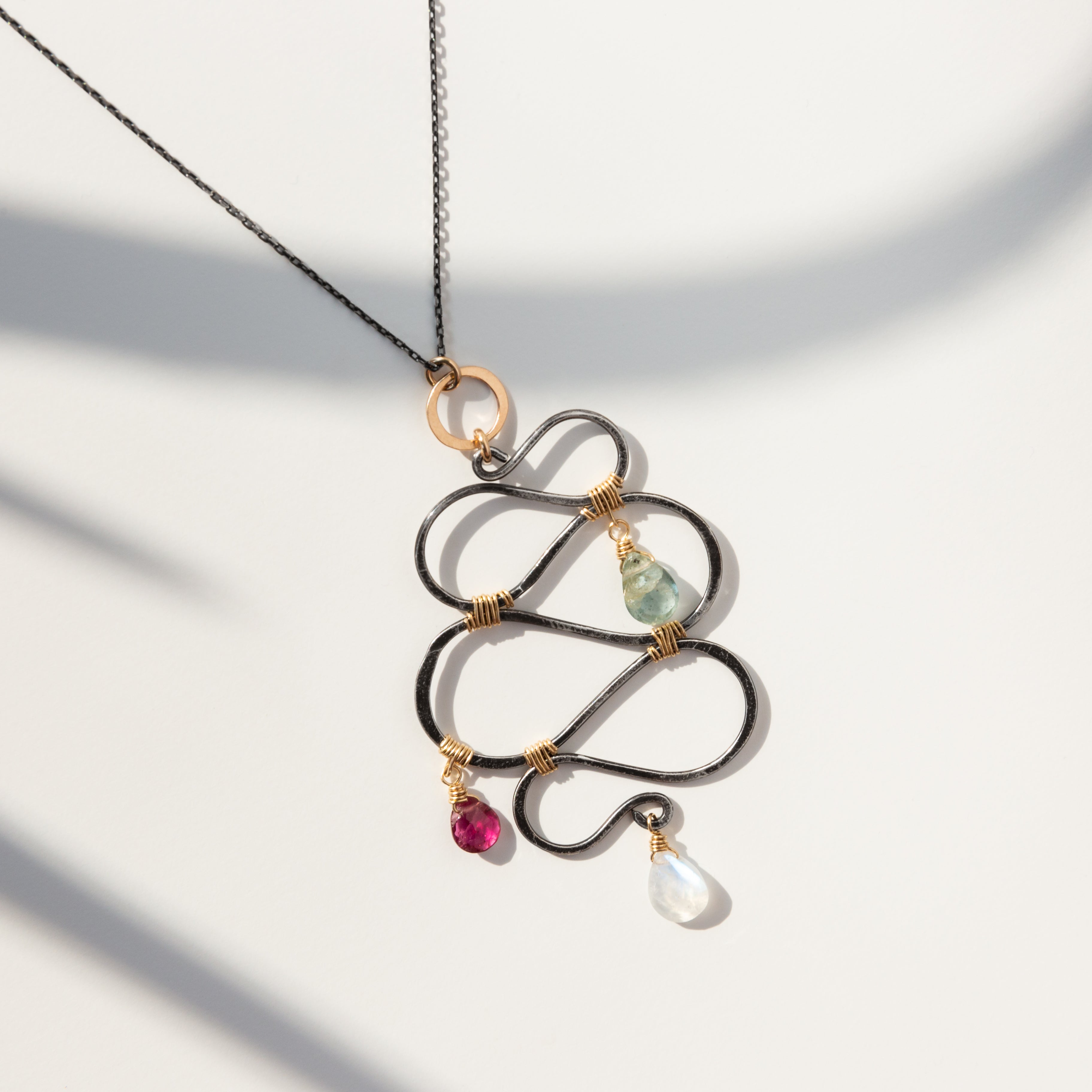 handmade oxidized silver gemstone statement pendant laura j designs