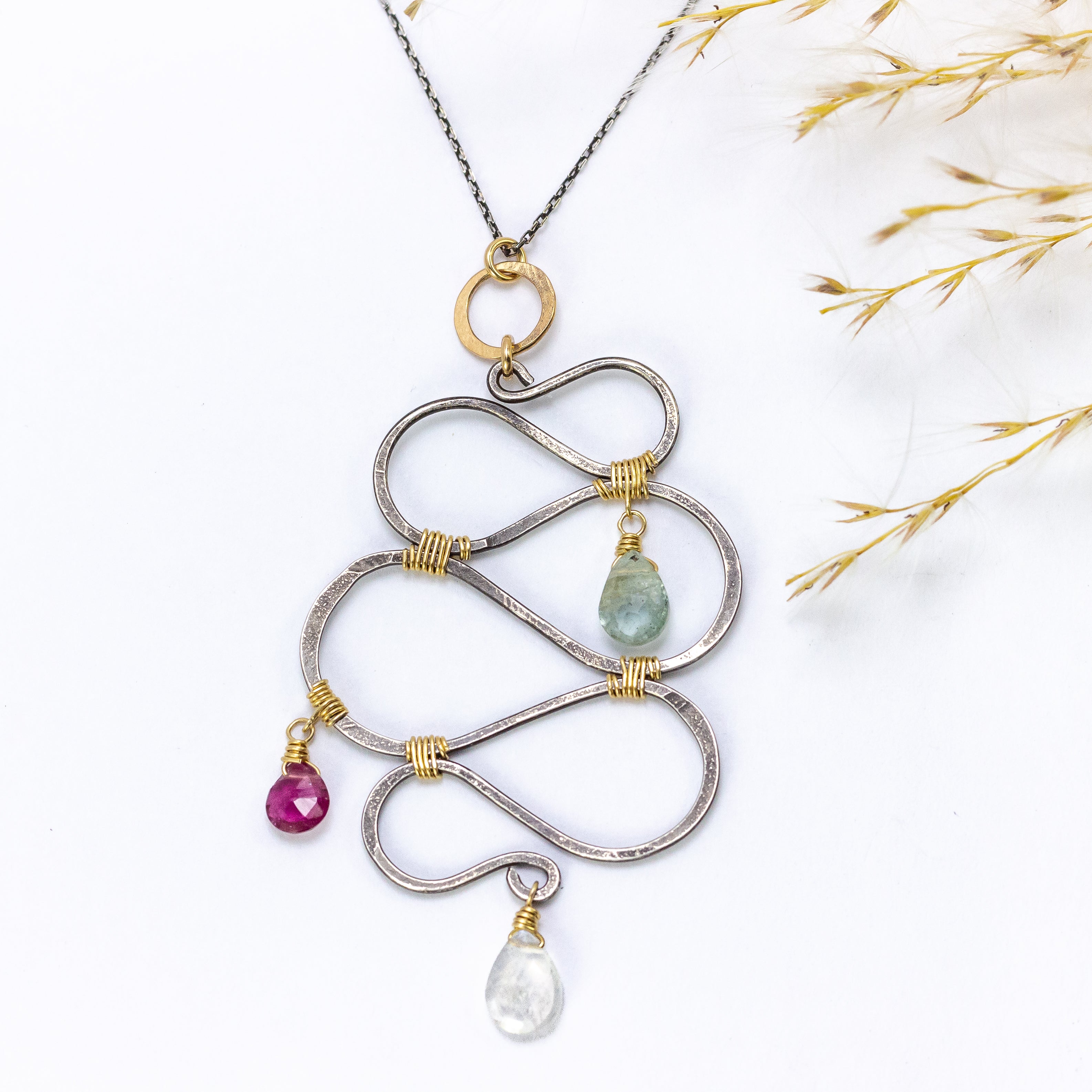 handmade oxidized silver gemstone statement pendant laura j designs
