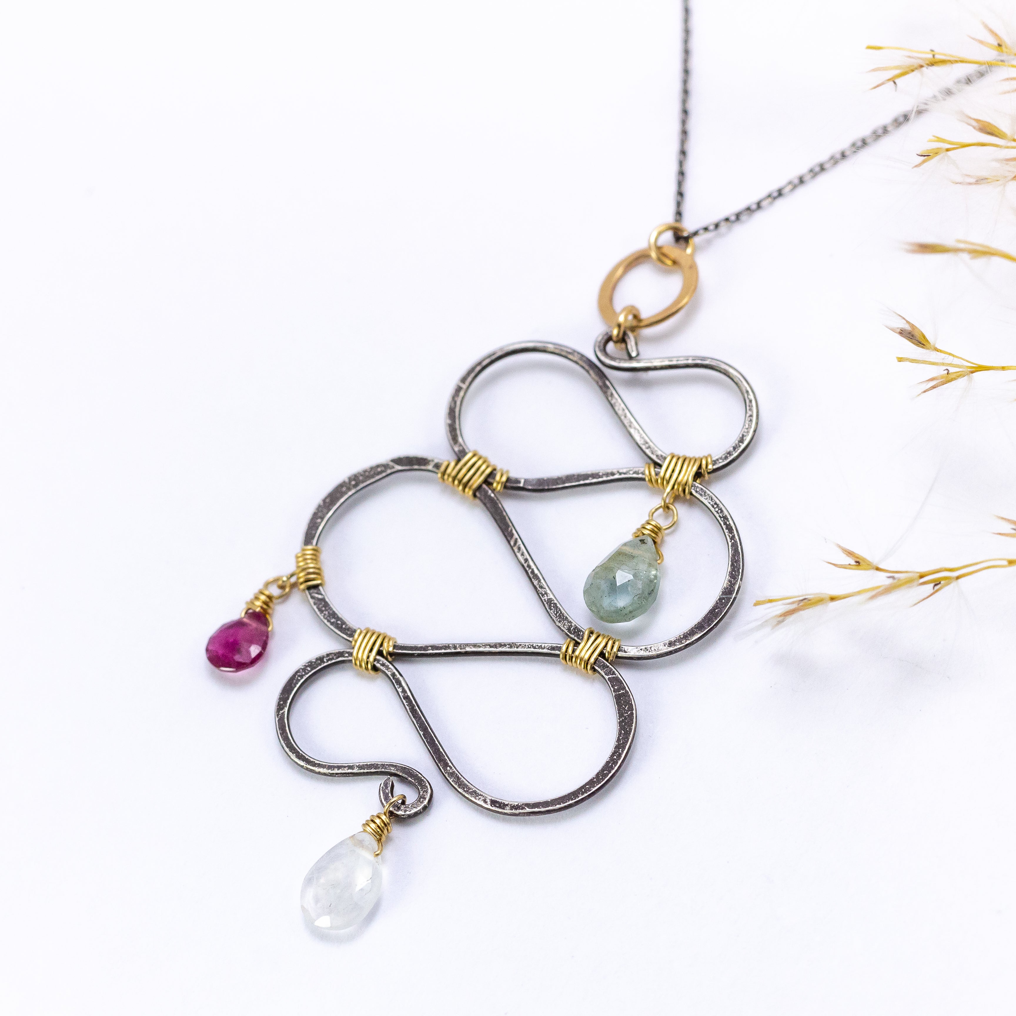 handmade oxidized silver gemstone statement pendant laura j designs