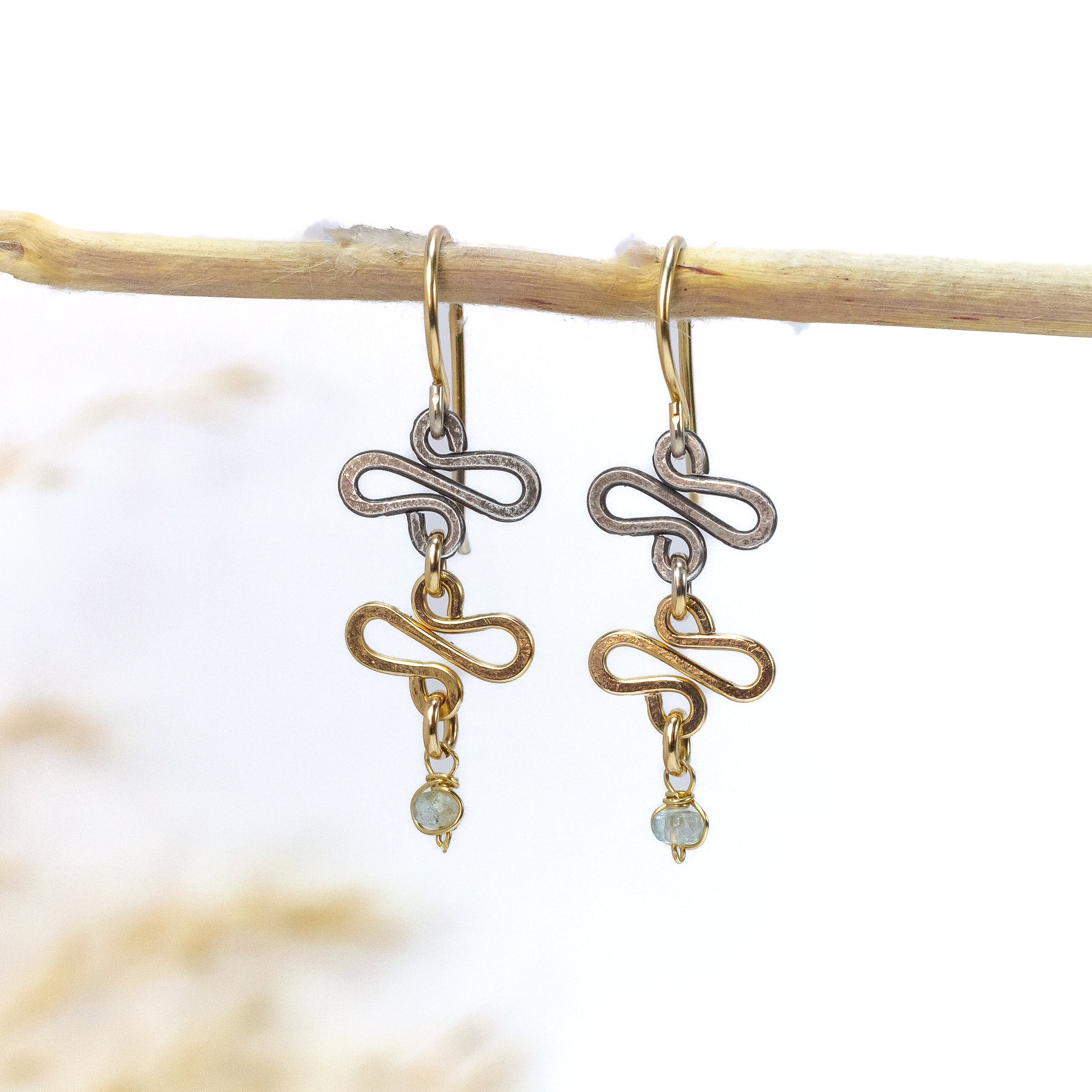 handmade sterling silver gold filled dangle moss aqua earrings laura j designs
