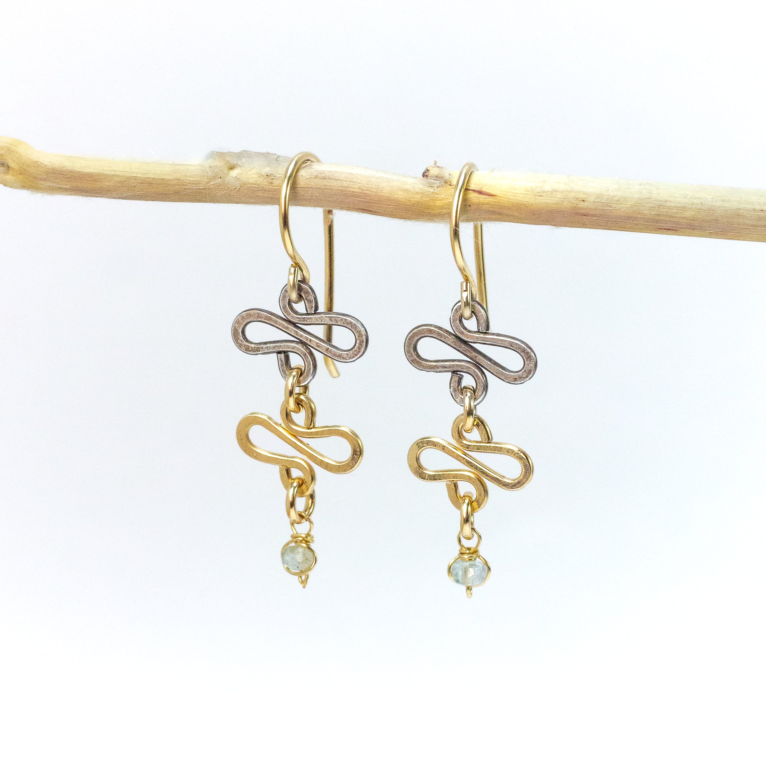 handmade sterling silver gold filled dangle moss aqua earrings laura j designs