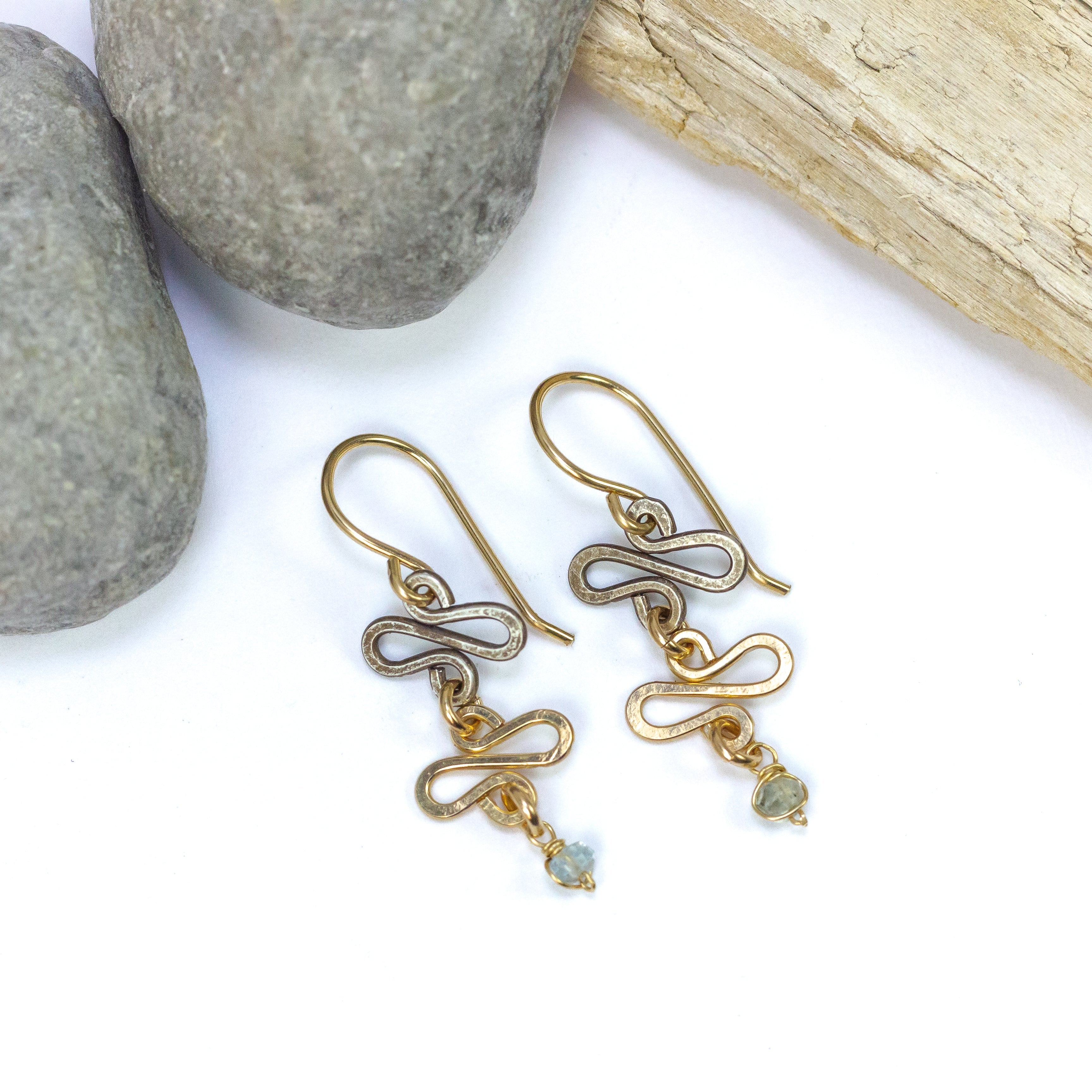 handmade sterling silver gold filled dangle moss aqua earrings laura j designs