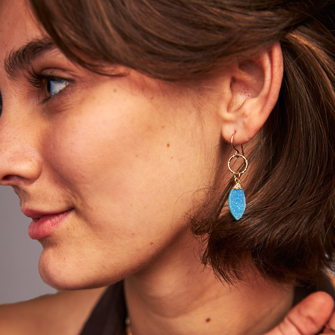 handmade gold filled blue druzy earrings laura j designs