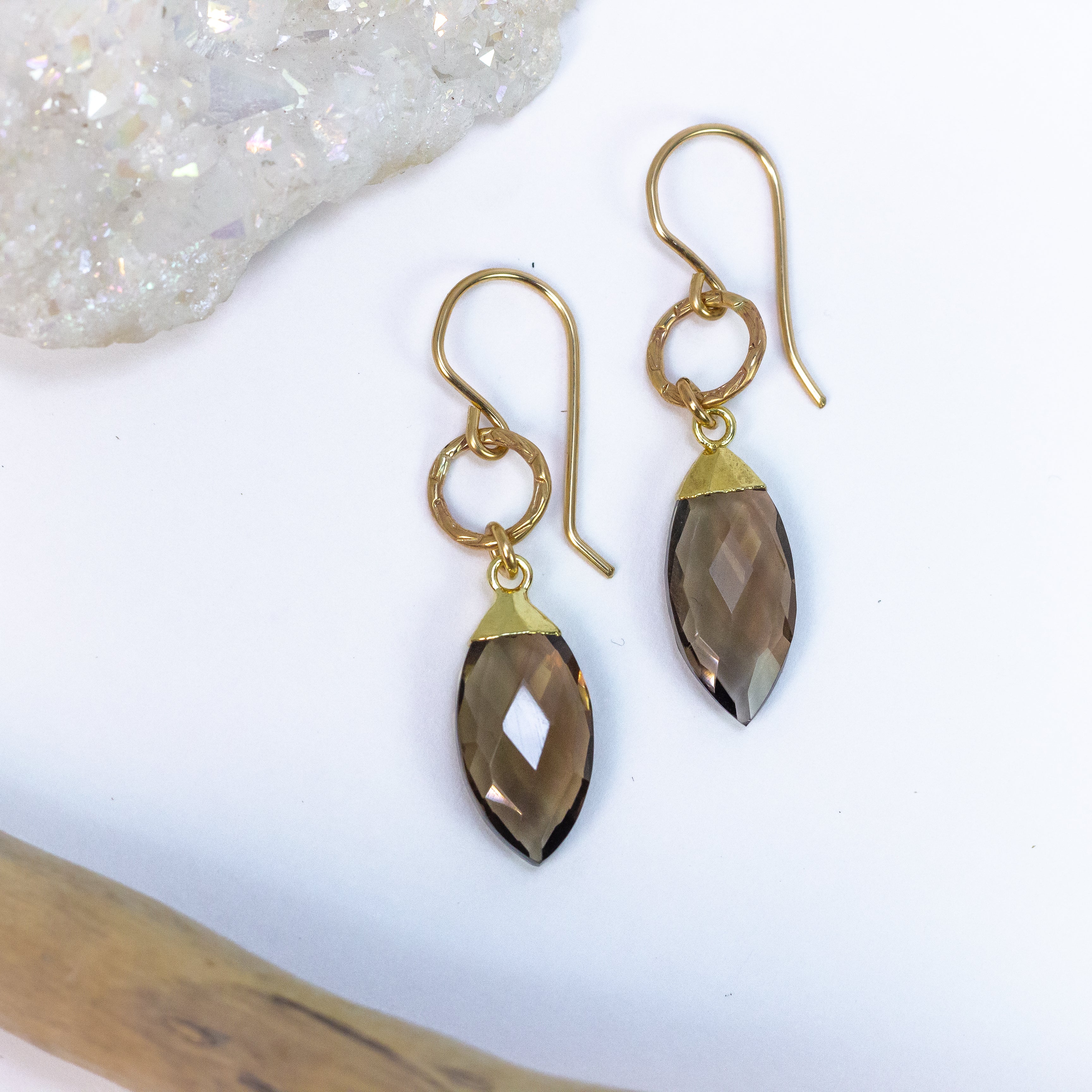 handmade gold filled smoky topaz gemstone earrings laura j designs