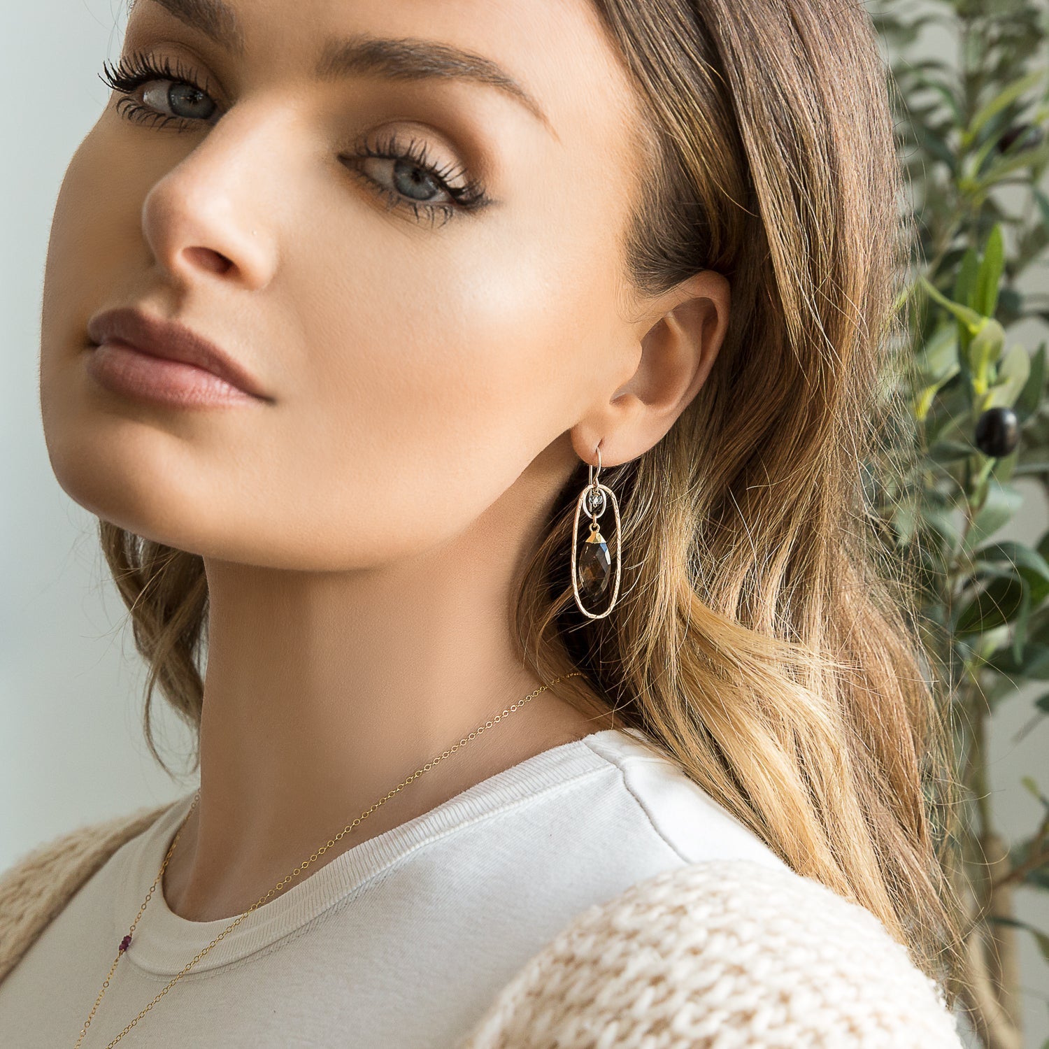 handmade gold filled large oval smoky topaz earrings laura j designs