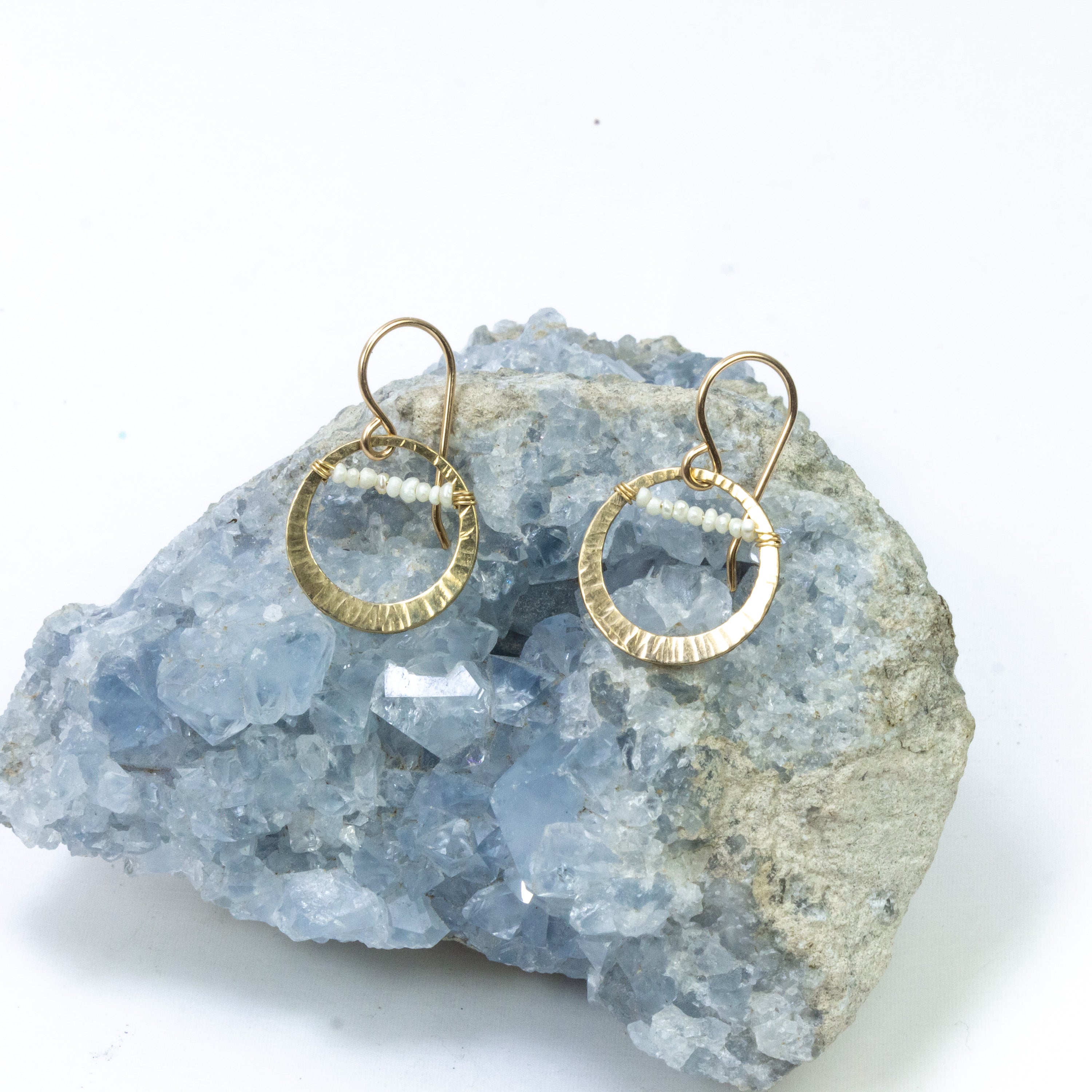 handmade small gold filled pearl hoop earrings laura j designs