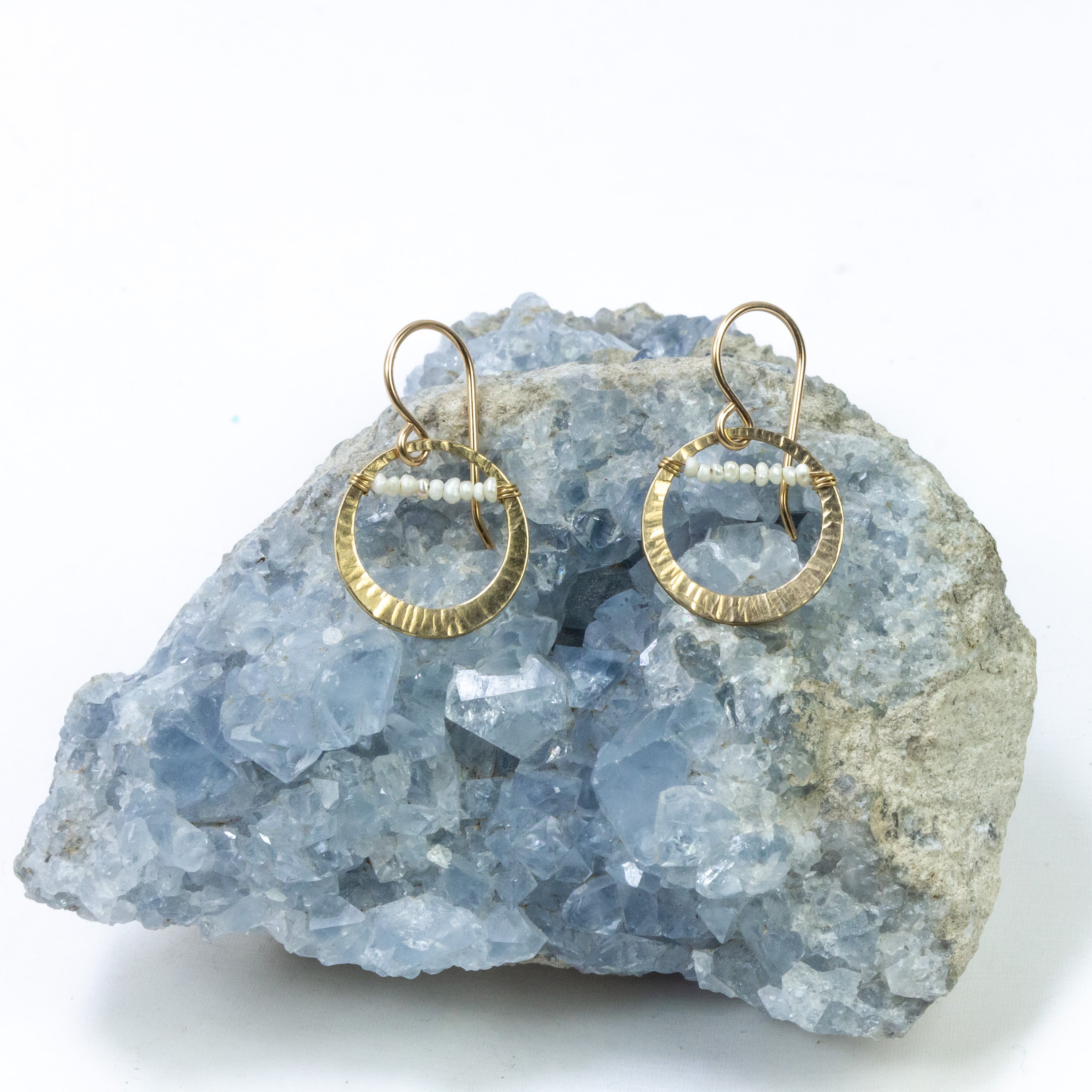 handmade small gold filled pearl hoop earrings laura j designs