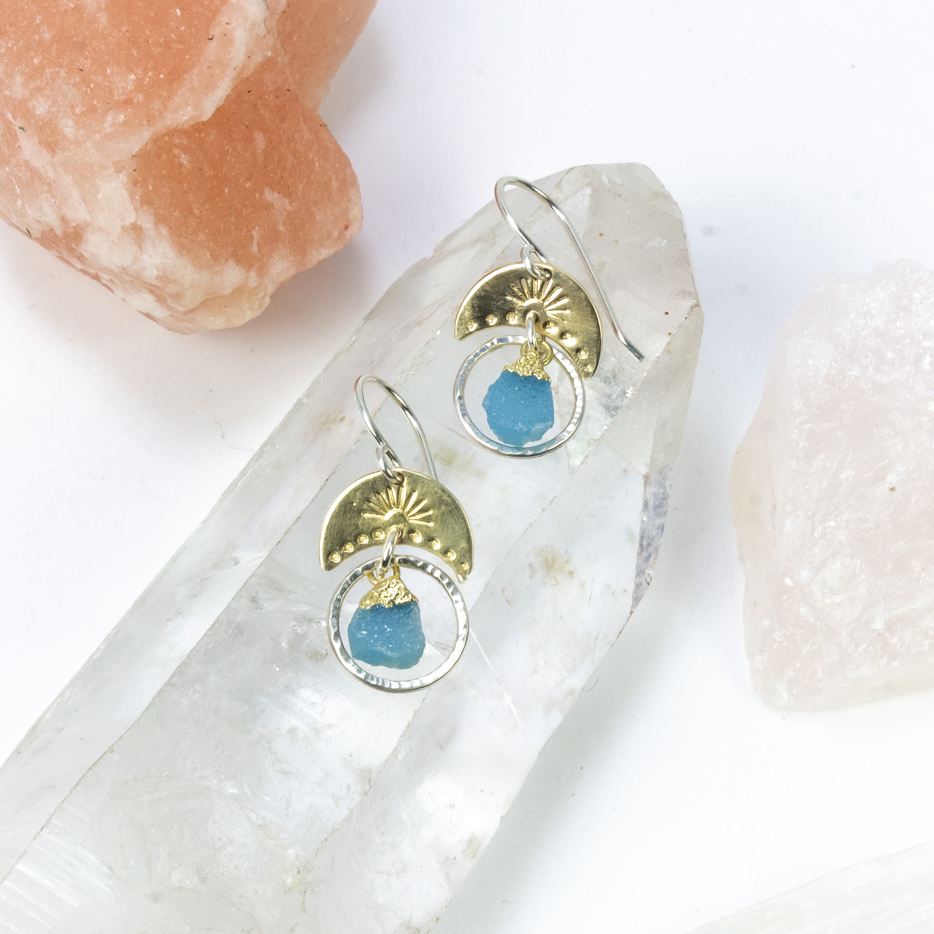 handmade sterling gold filled blue druzy gemstone earrings laura j designs