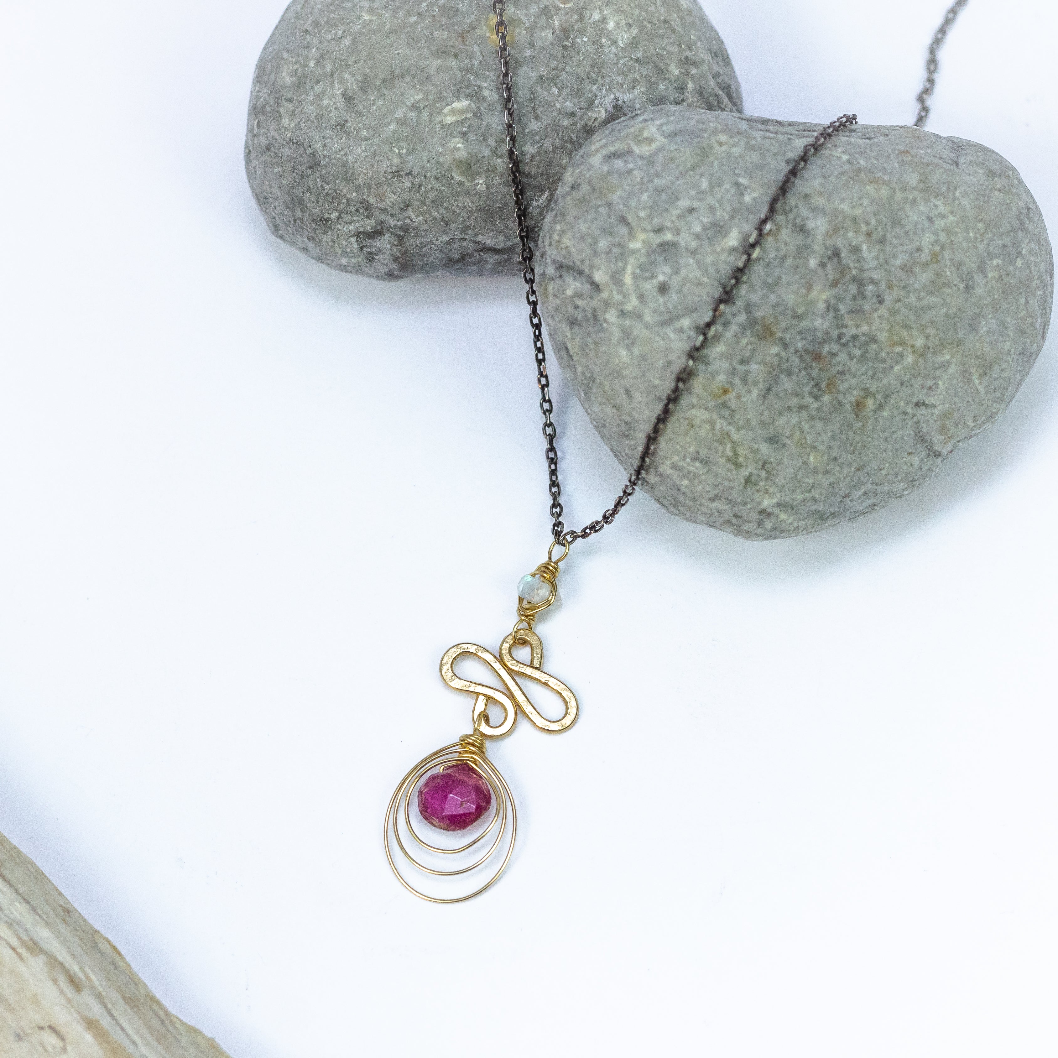 handmade gold filled pink tourmaline dainty necklace laura j designs
