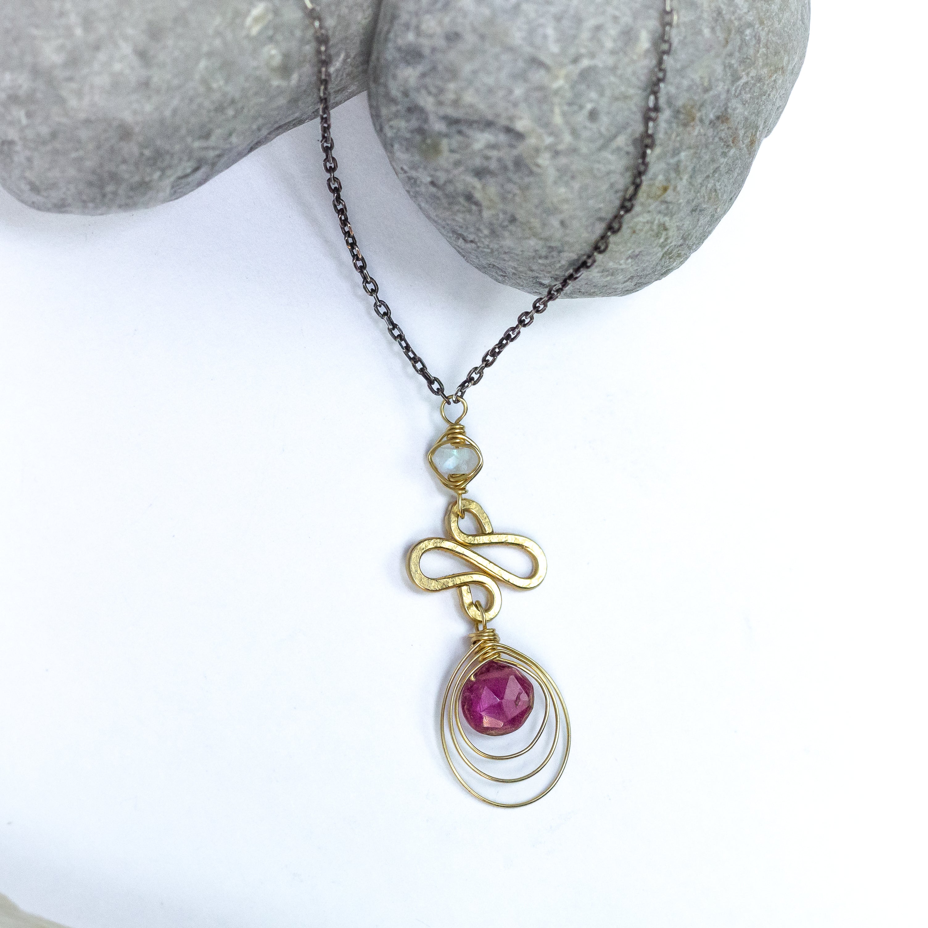 handmade gold filled pink tourmaline dainty necklace laura j designs
