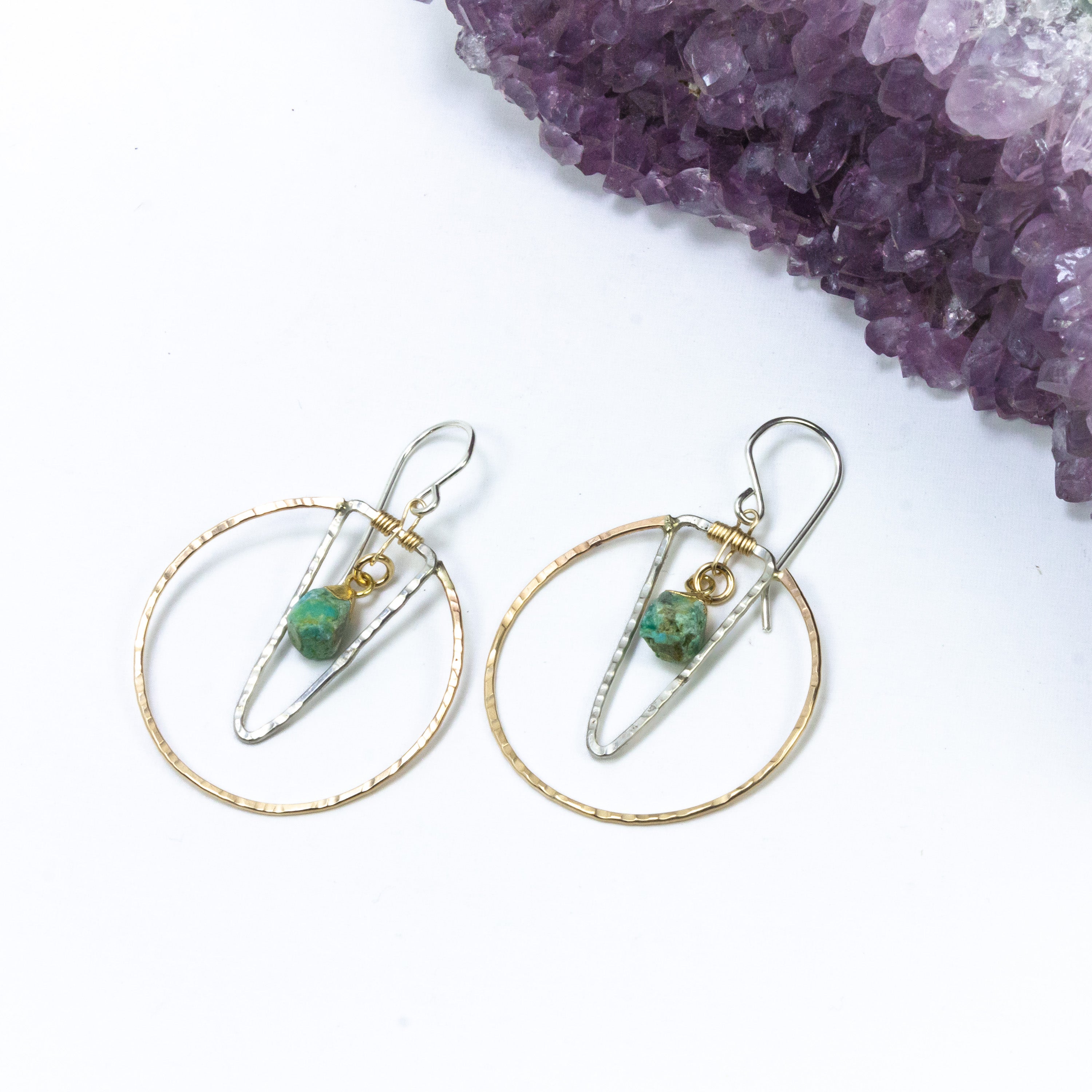 handmade silver gold filled turquoise hoop earrings laura j designs