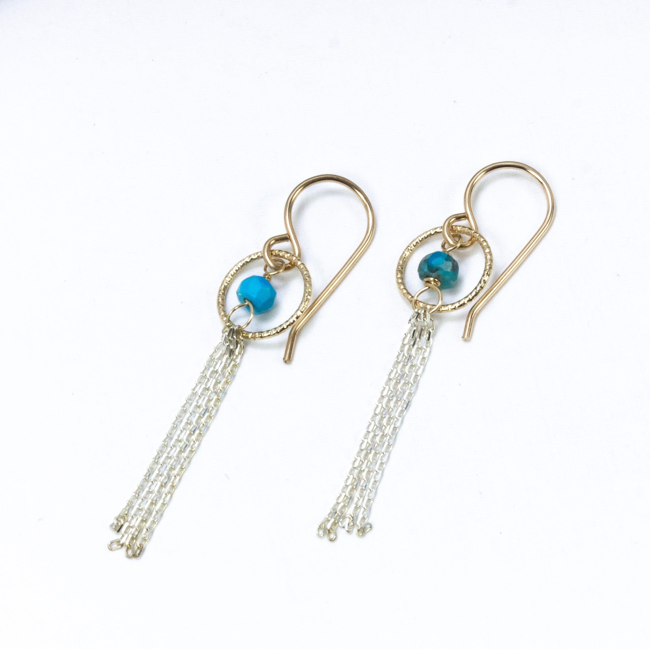 handmade silver chain gold filled turquoise earrings laura j designs