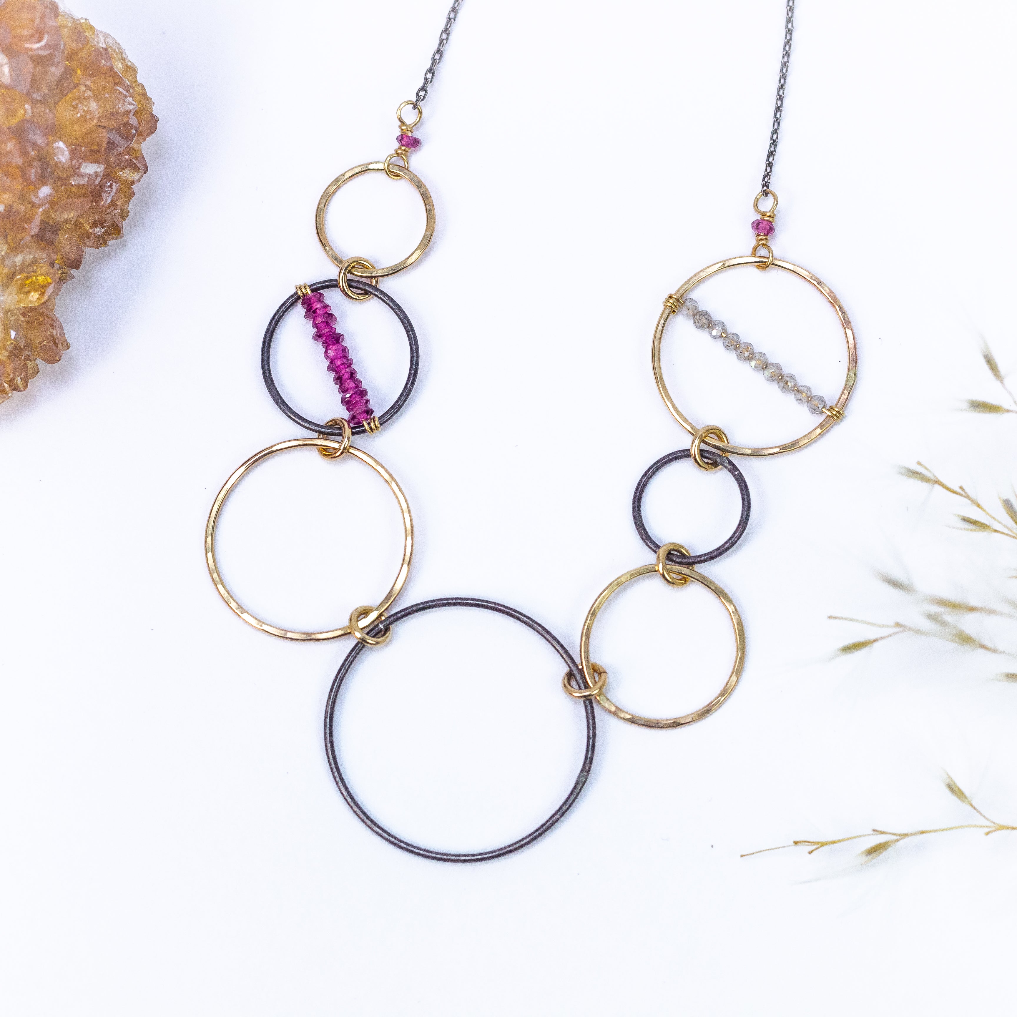 handmade mixed metal gemstone necklace laura j designs