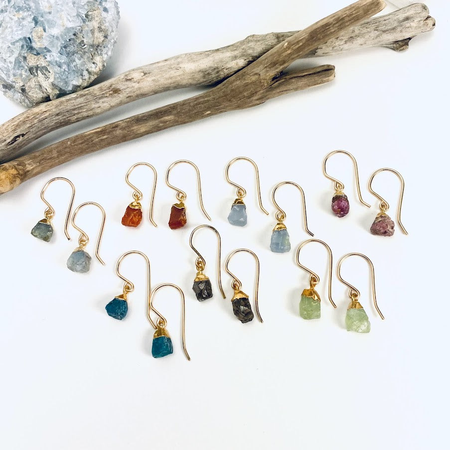 Raw gemstone store earrings