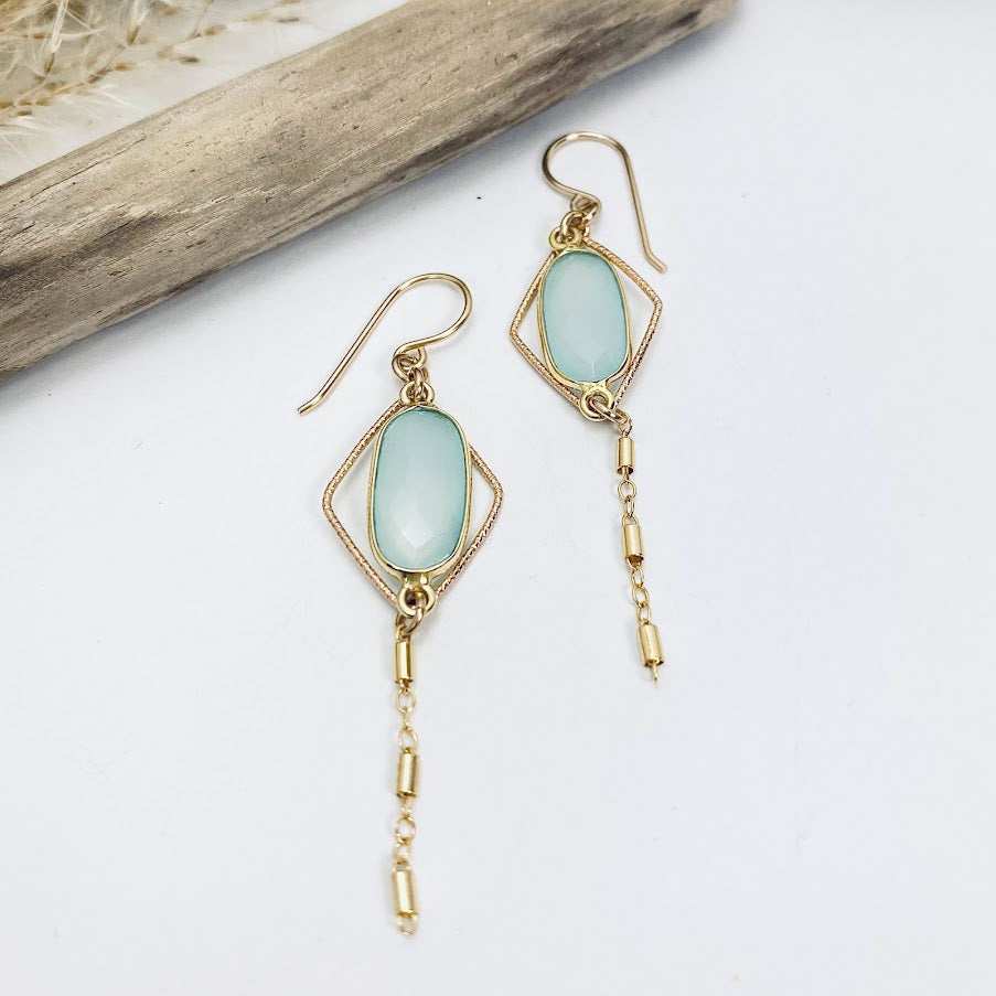 Chalcedony Chain Earrings