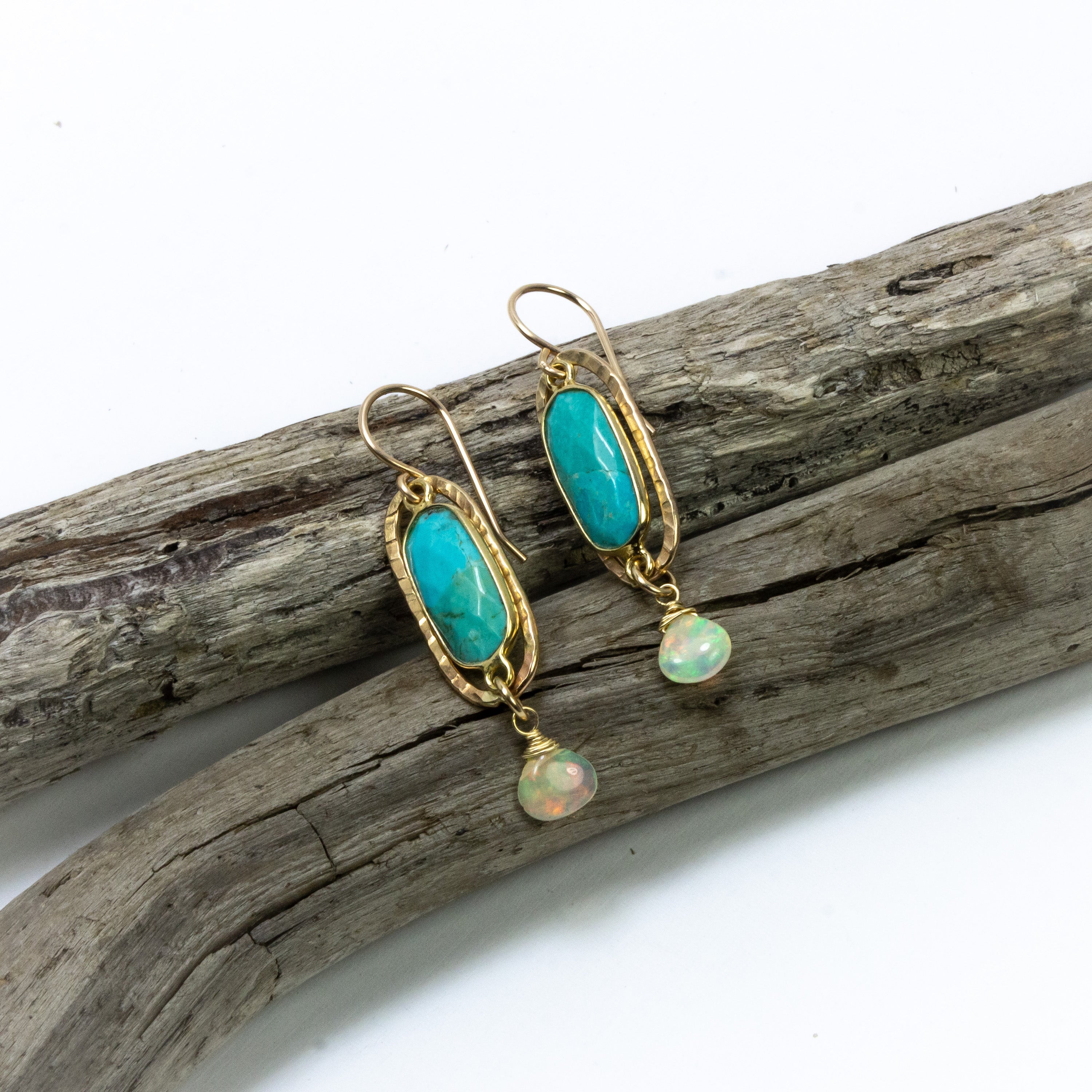 handmade gold filled turquoise opal earrings laura j designs