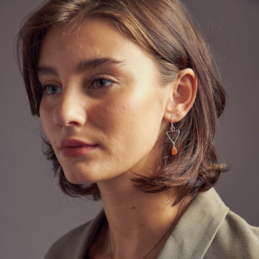 Carnelian Triangle Earrings