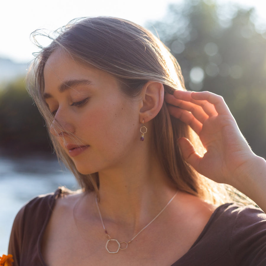 Ruby Honeycomb Earrings