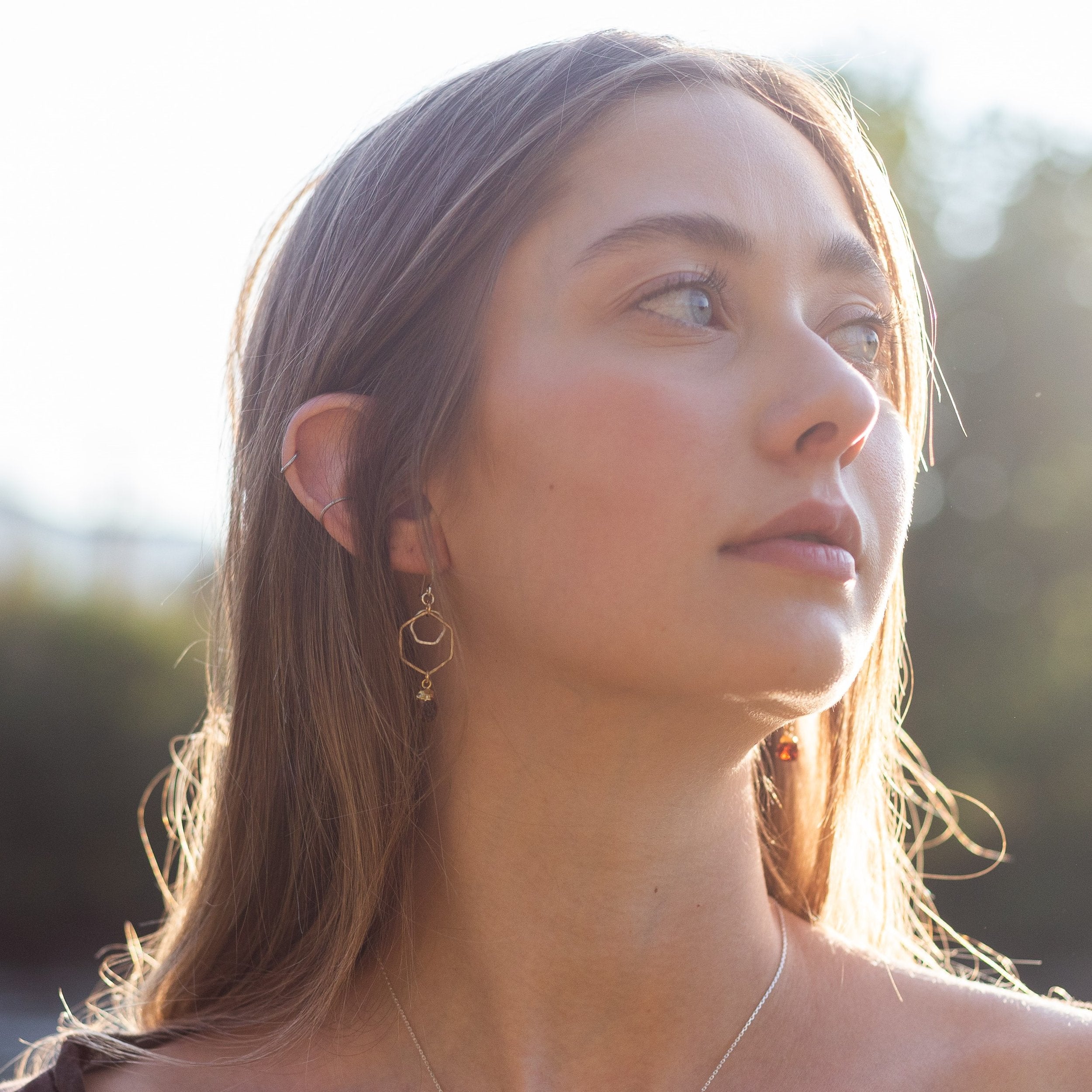 Garnet Honeycomb Earrings