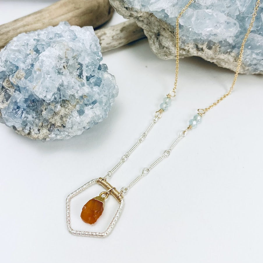 Carnelian Pentagon Necklace